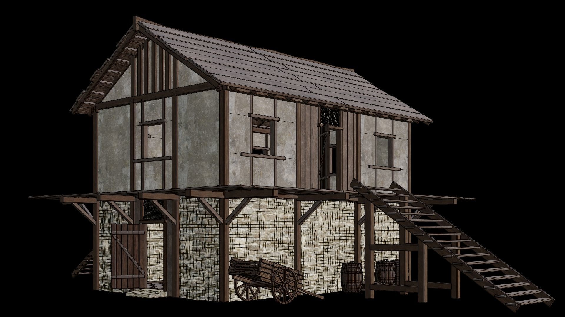 Medieval House 05 - 4K Textures Game Ready Low-poly 3D model_12