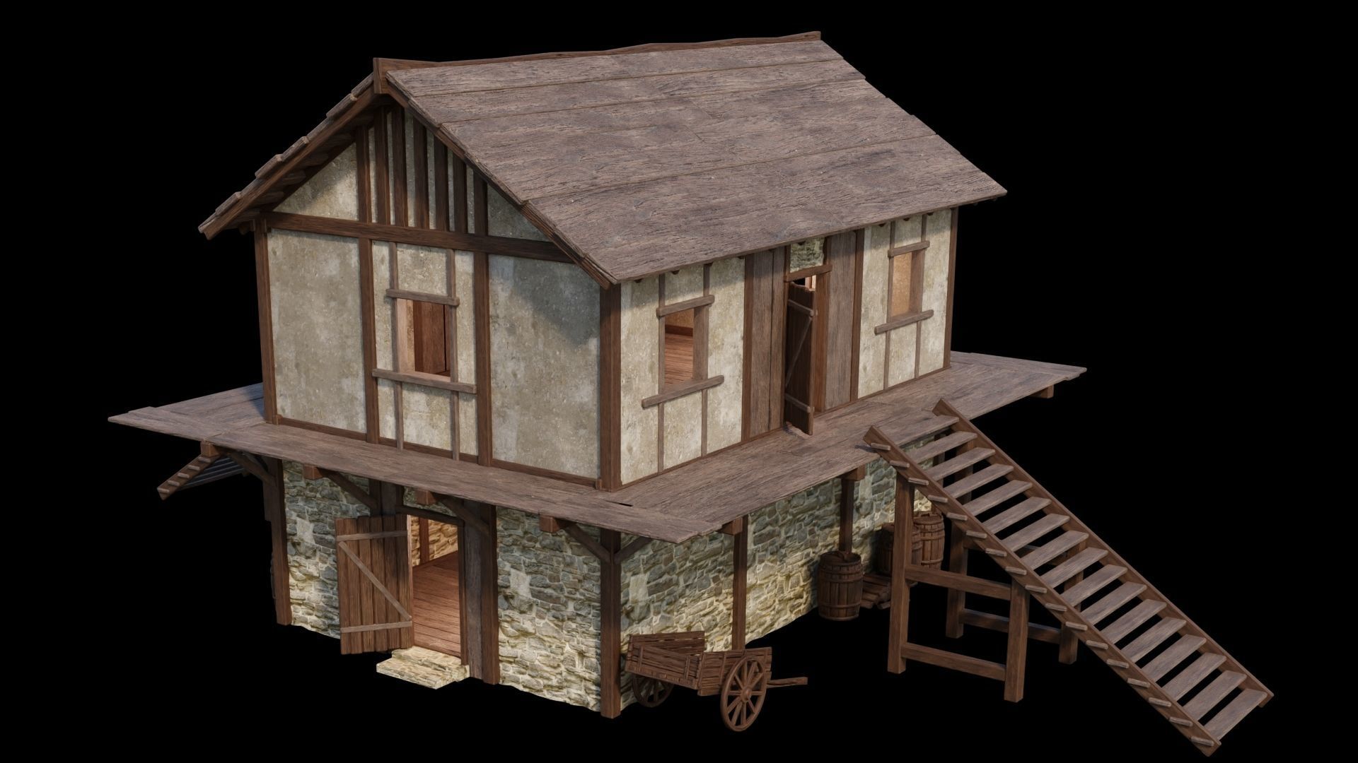 Medieval House 05 - 4K Textures Game Ready Low-poly 3D model_9