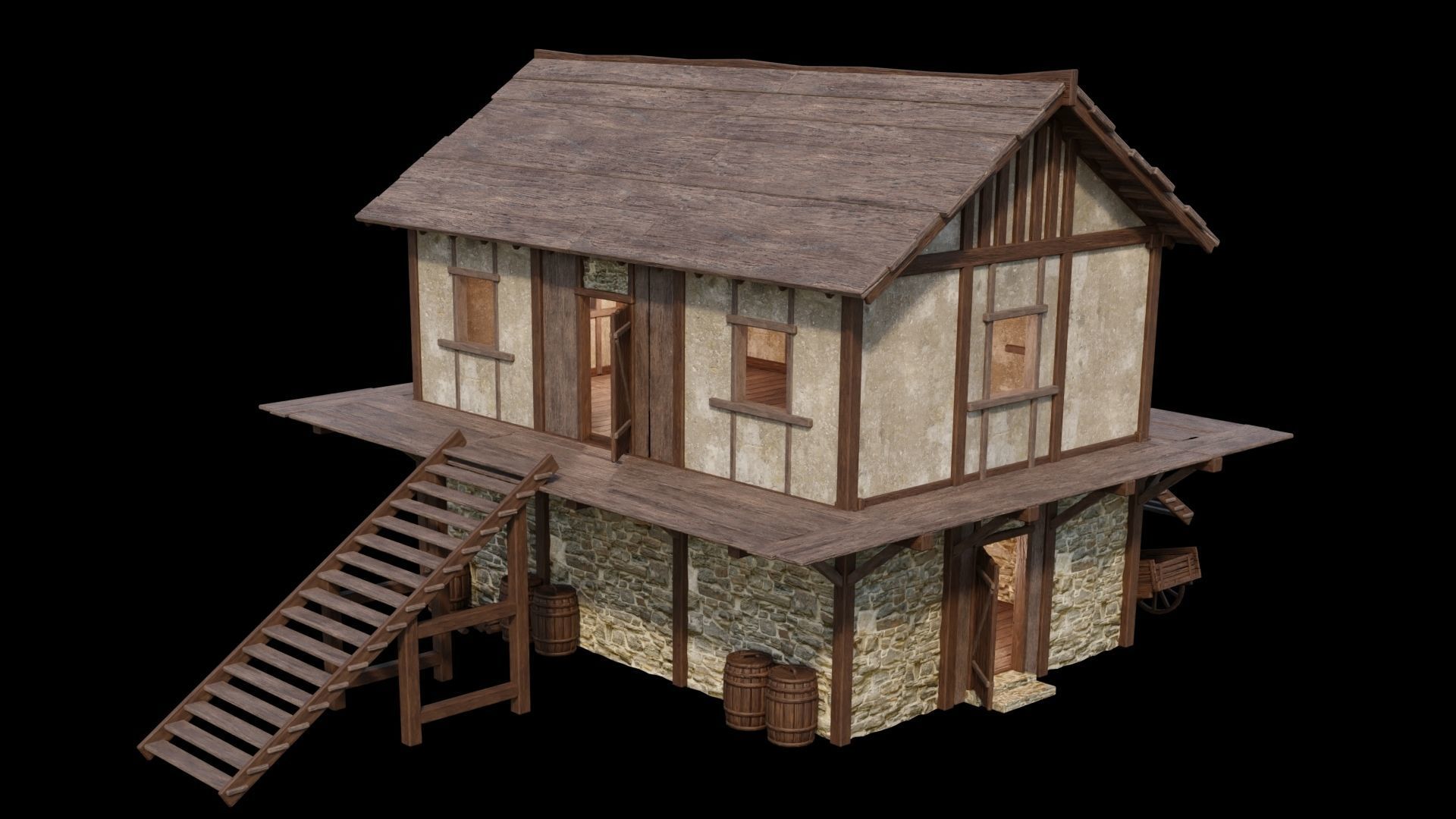 Medieval House 05 - 4K Textures Game Ready Low-poly 3D model_10