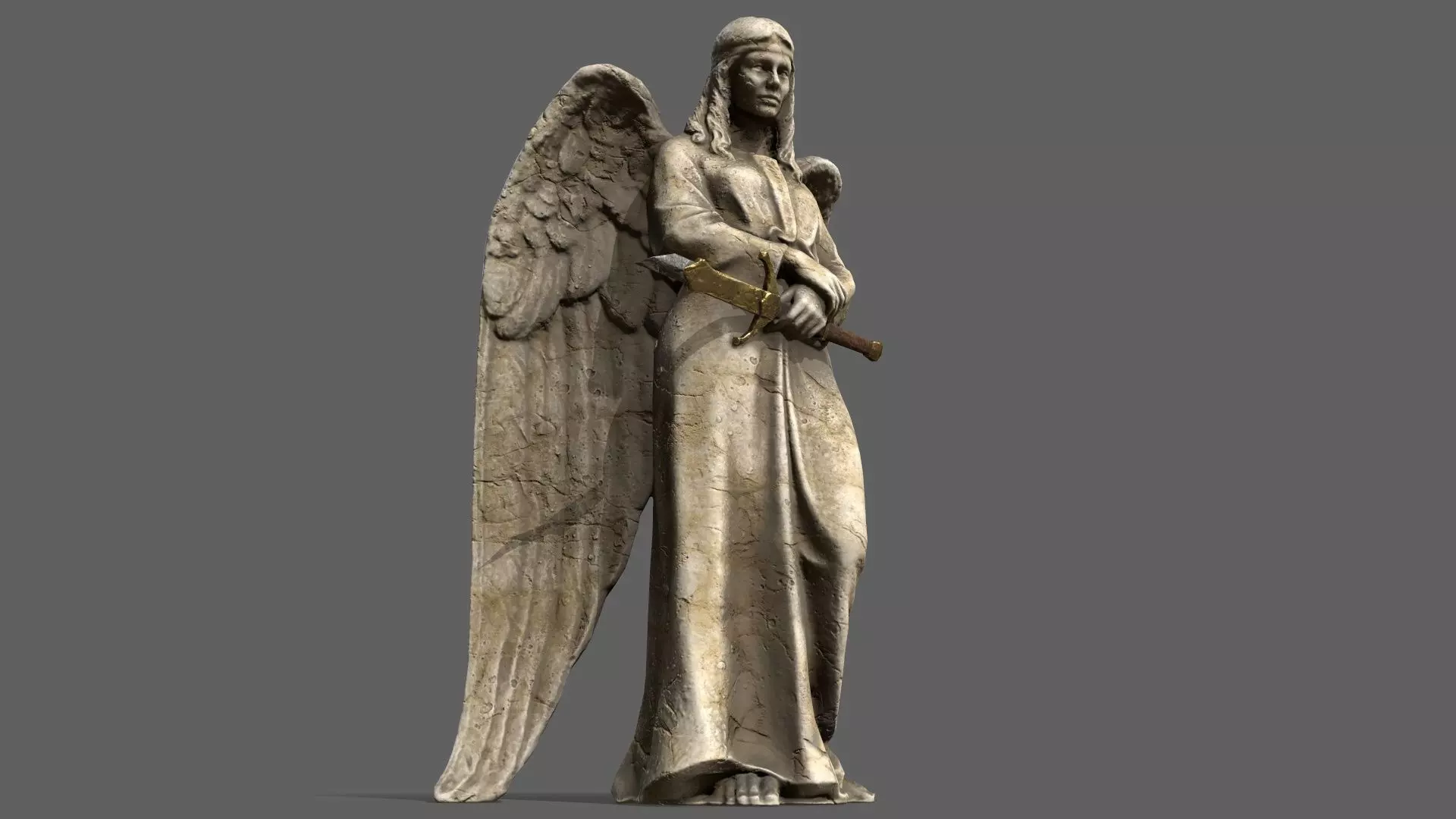 Angel statue of Low-poly 3D model_0