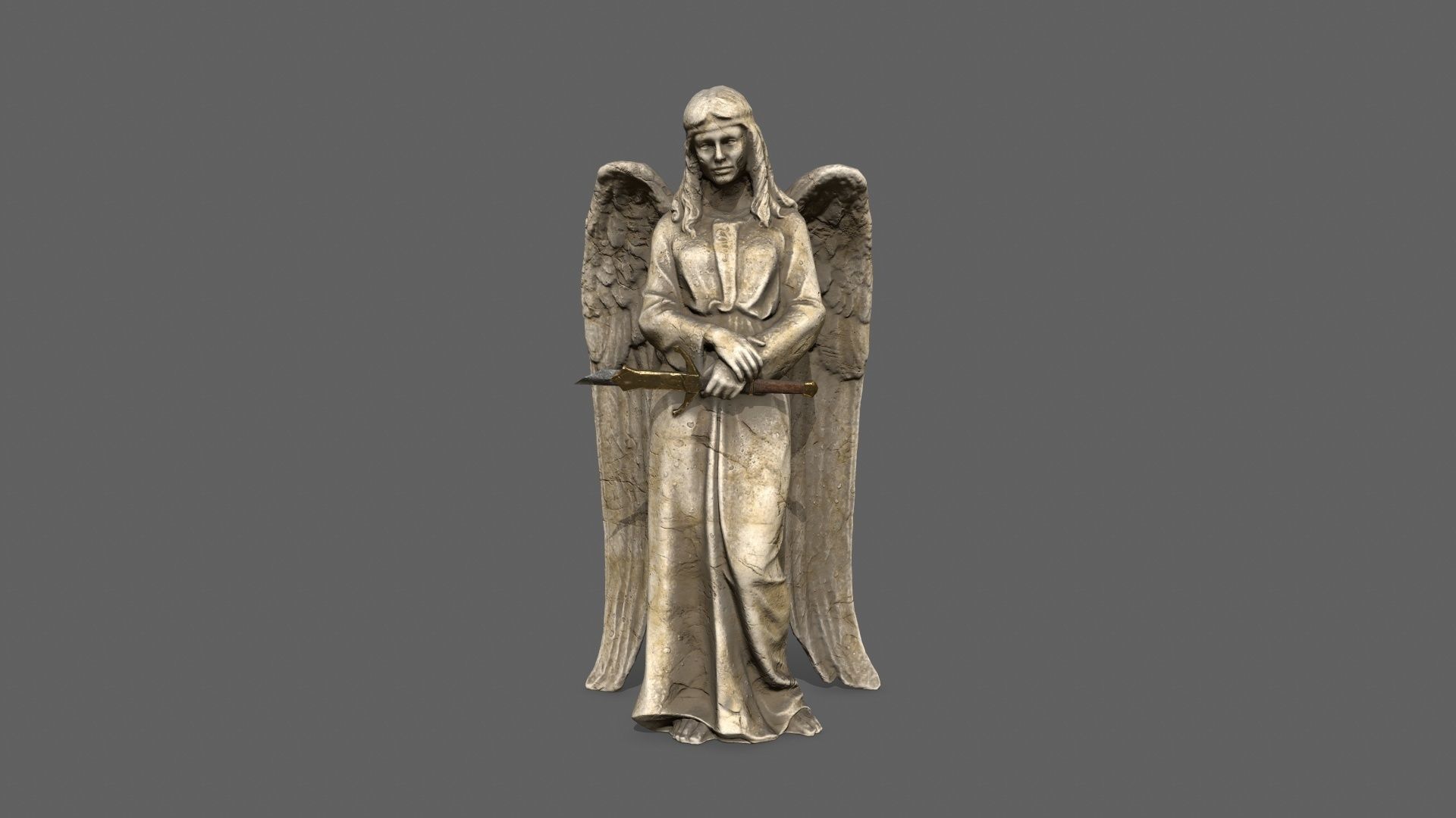 Angel statue of Low-poly 3D model_10