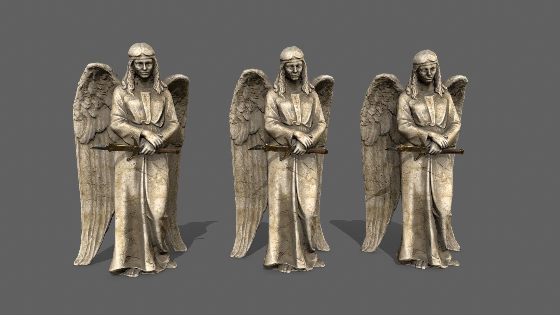 Angel statue of Low-poly 3D model_11