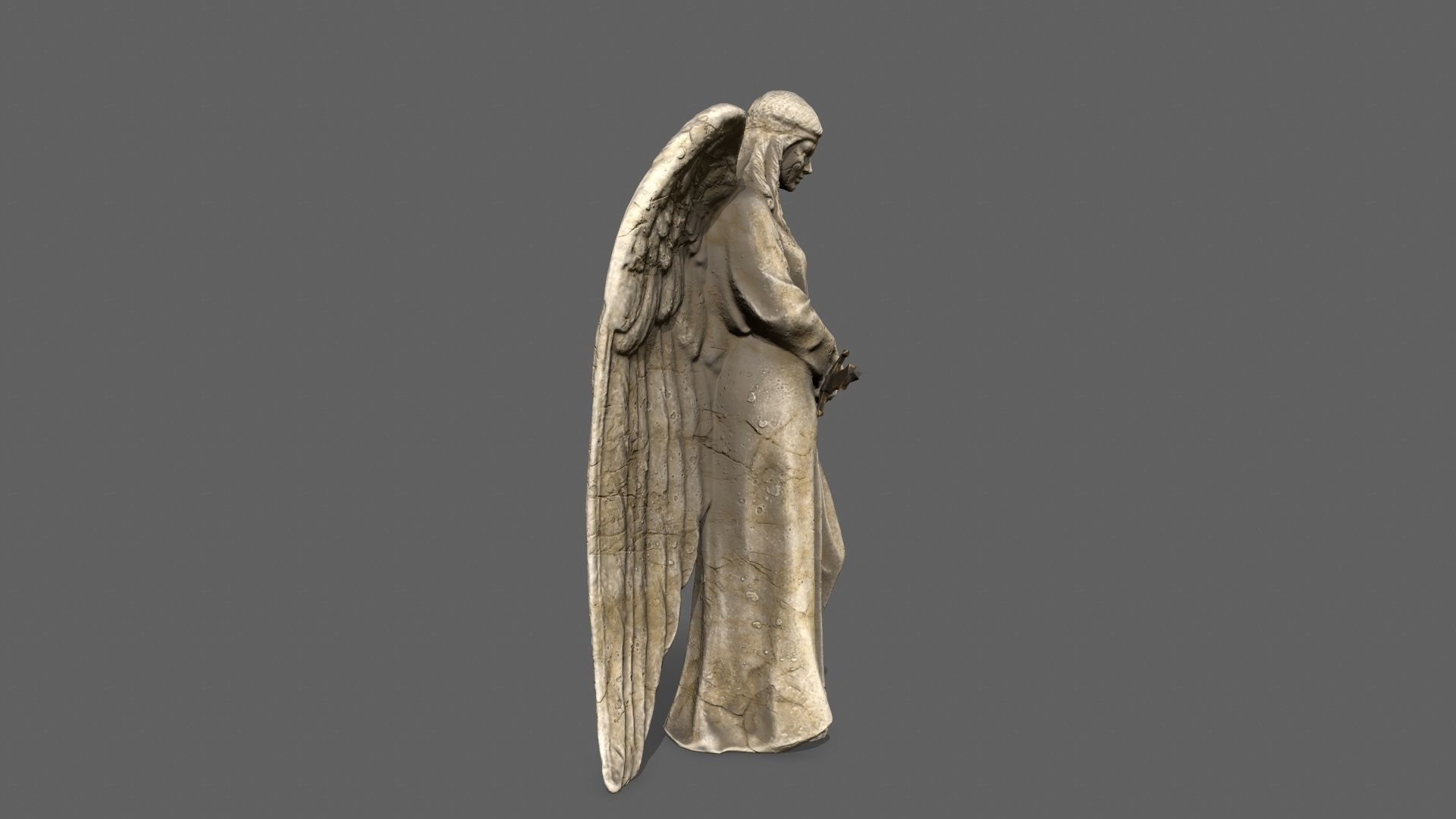 Angel statue of Low-poly 3D model_5