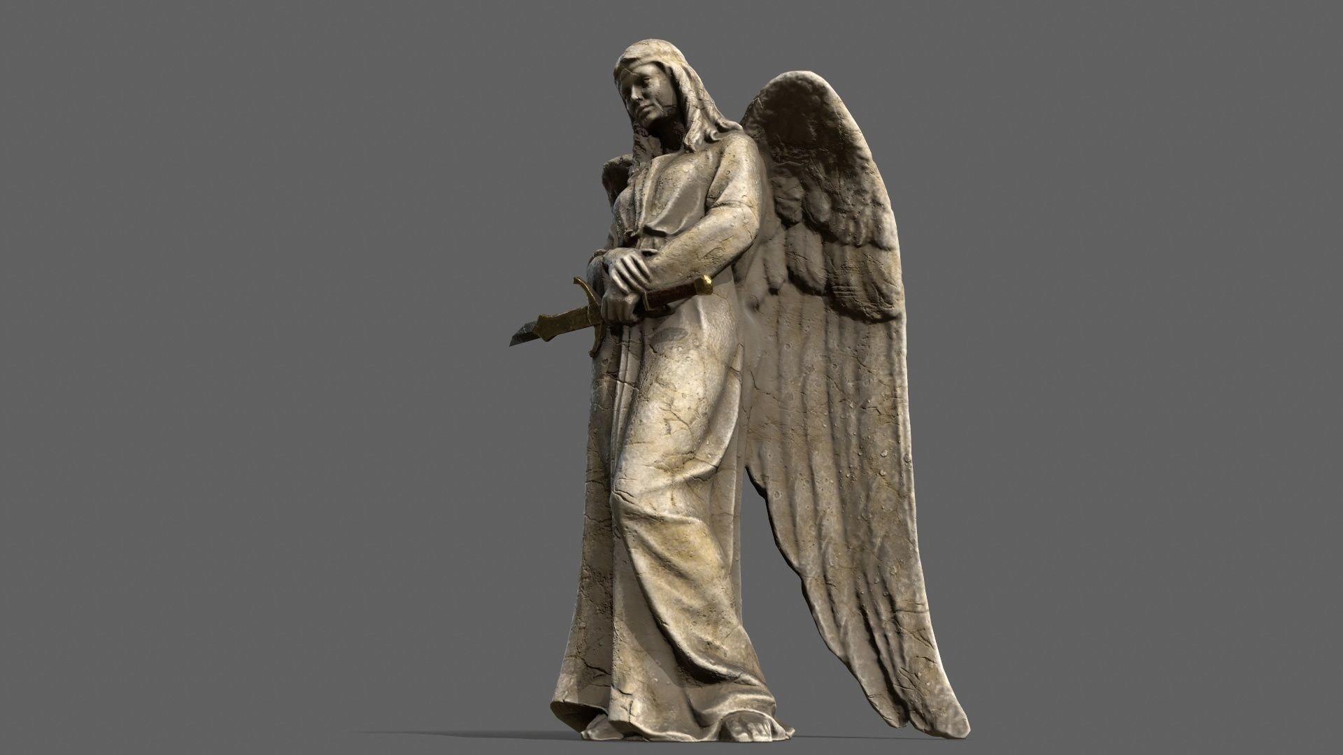 Angel statue of Low-poly 3D model_1