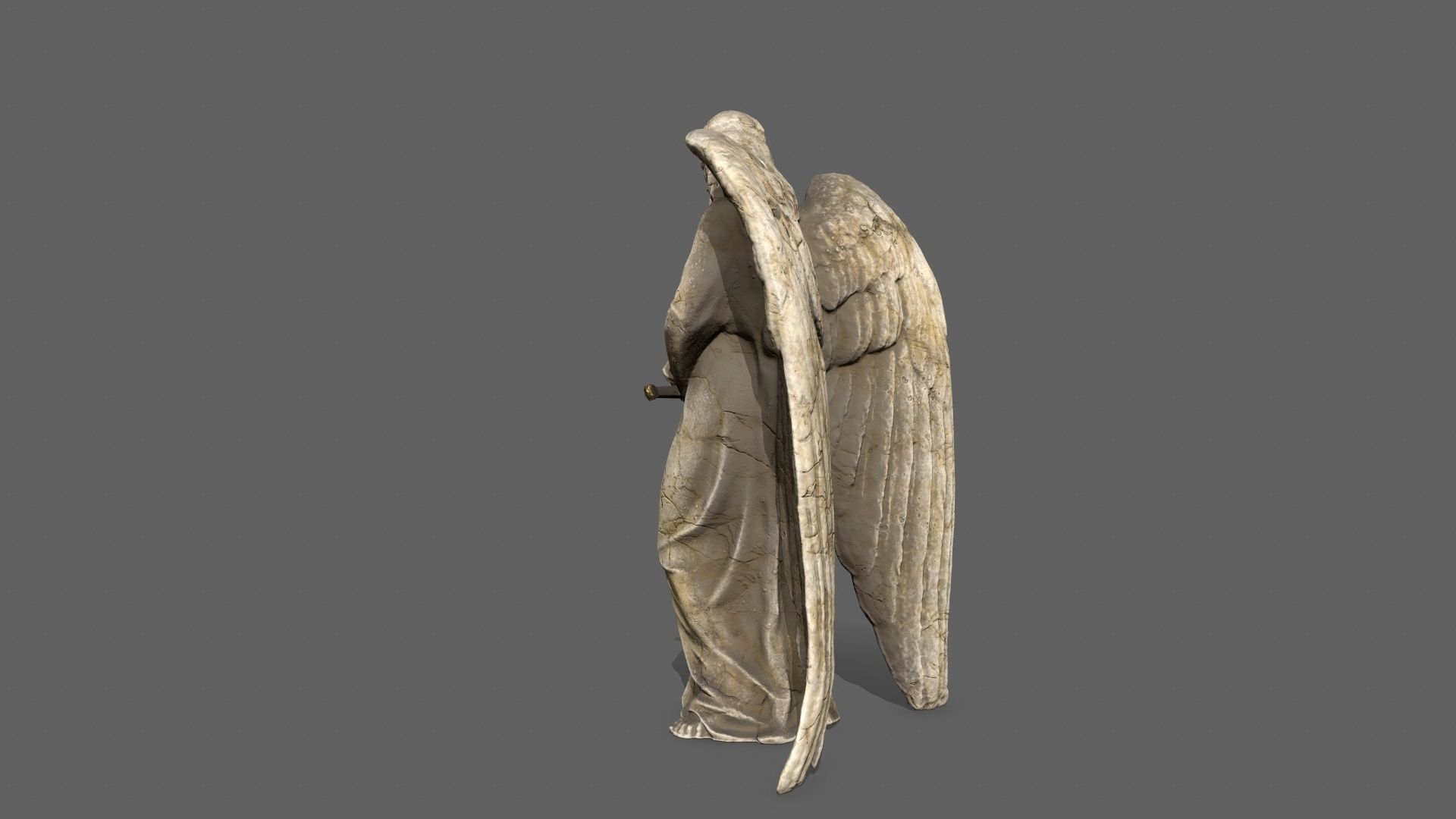 Angel statue of Low-poly 3D model_8