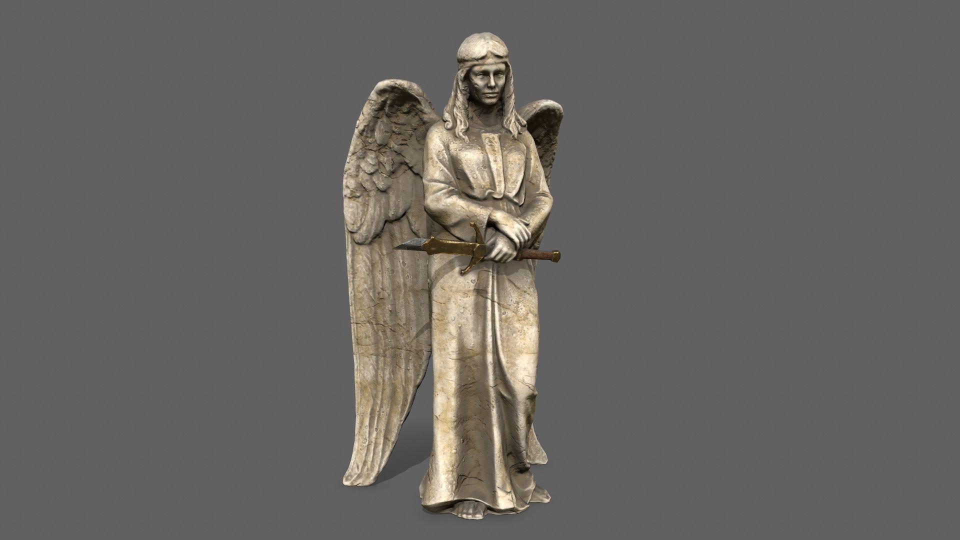 Angel statue of Low-poly 3D model_3