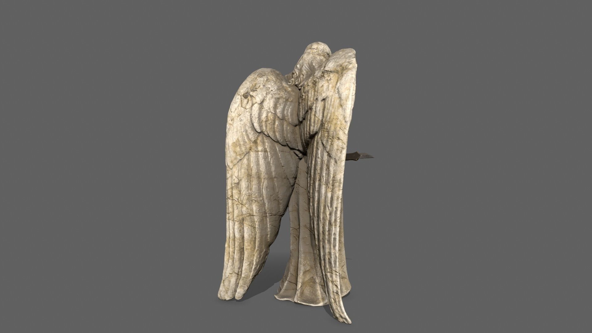Angel statue of Low-poly 3D model_6