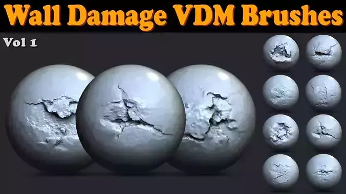Wall Damage VDM Brushes Vol 1 Low-poly 3D model