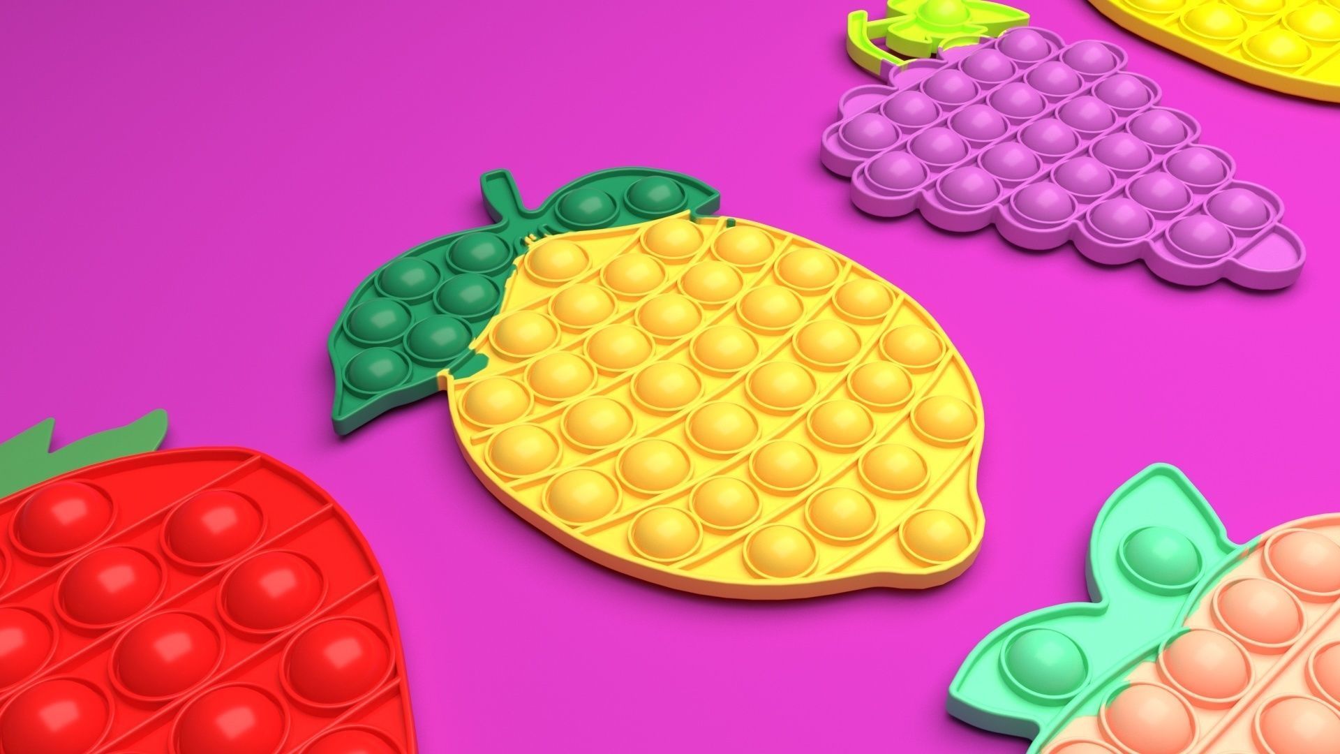 Fruits Pop It Fidget Toys Set 3D model_36