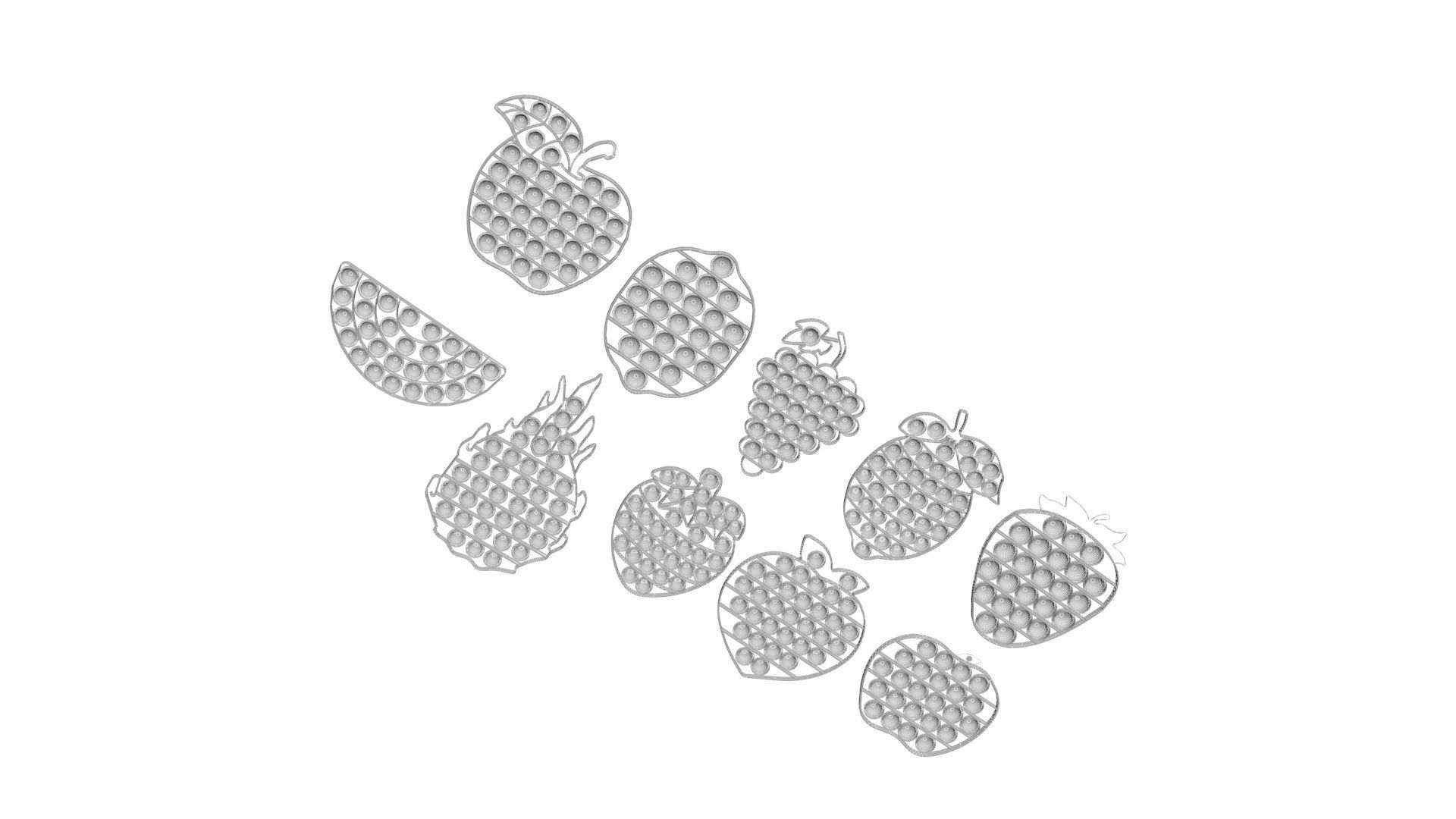 Fruits Pop It Fidget Toys Set 3D model_28