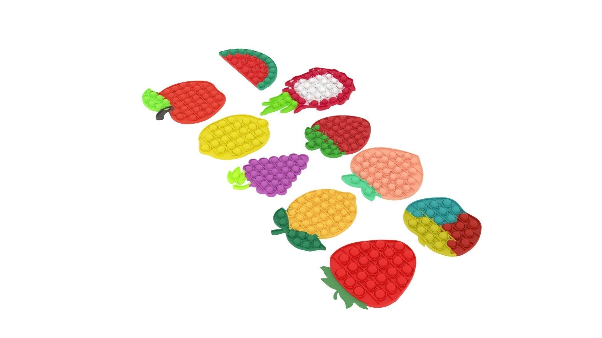 Fruits Pop It Fidget Toys Set 3D model_3