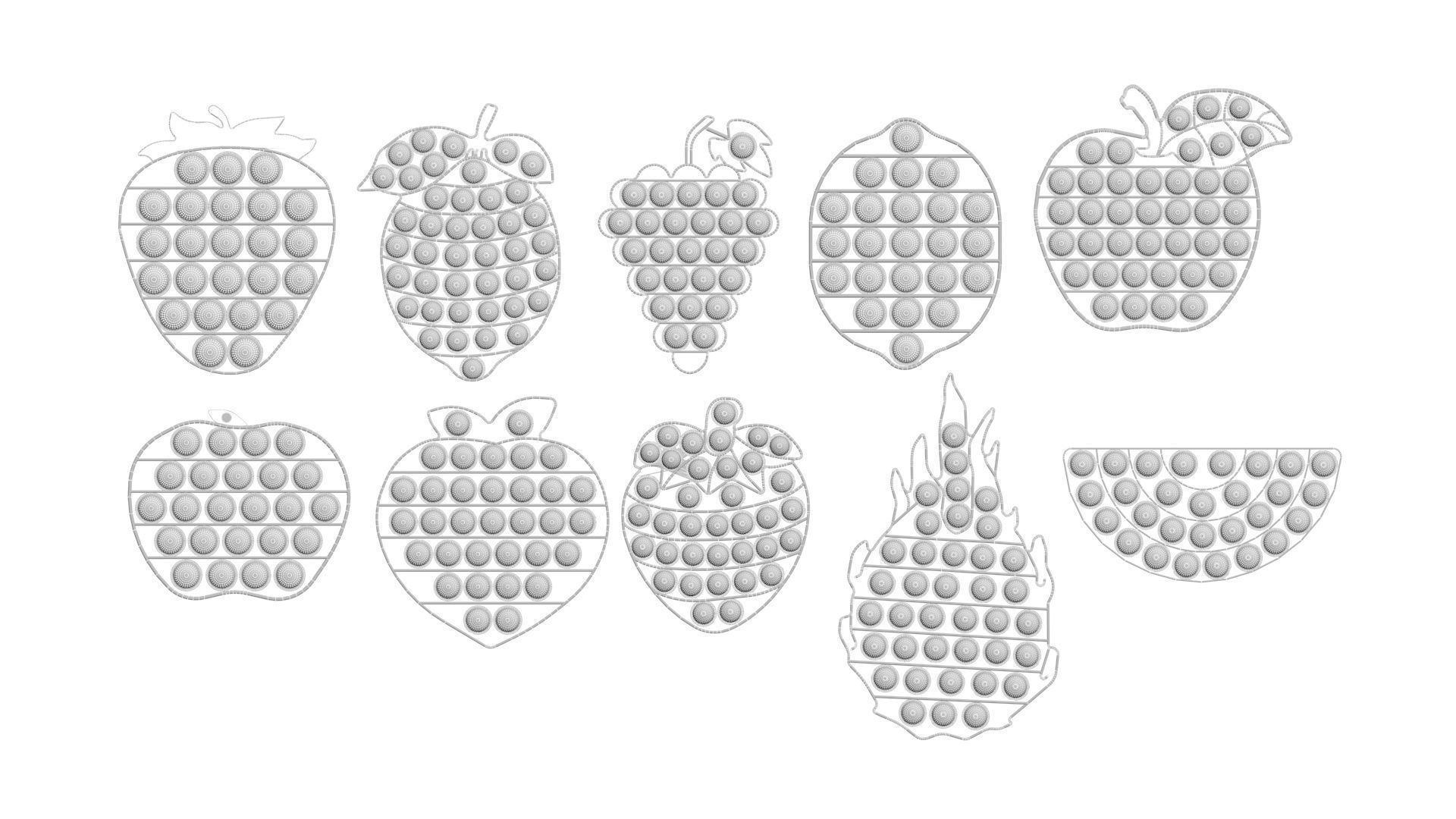 Fruits Pop It Fidget Toys Set 3D model_29