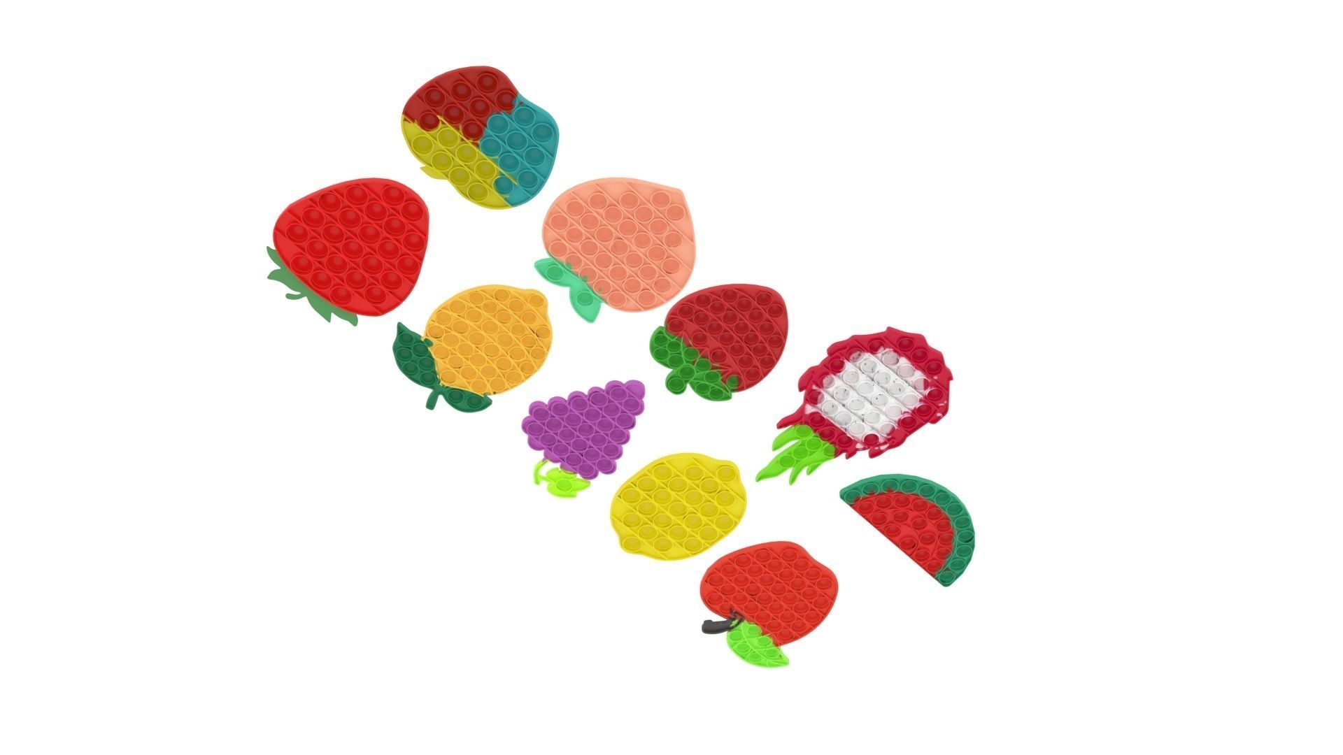Fruits Pop It Fidget Toys Set 3D model_4