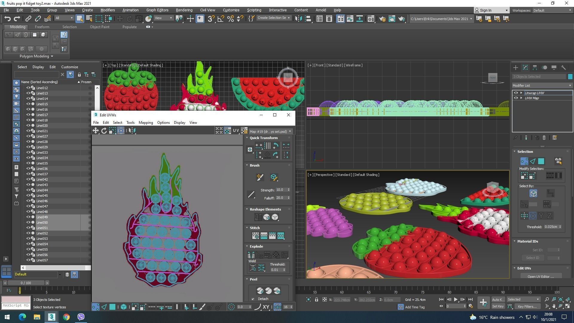 Fruits Pop It Fidget Toys Set 3D model_38