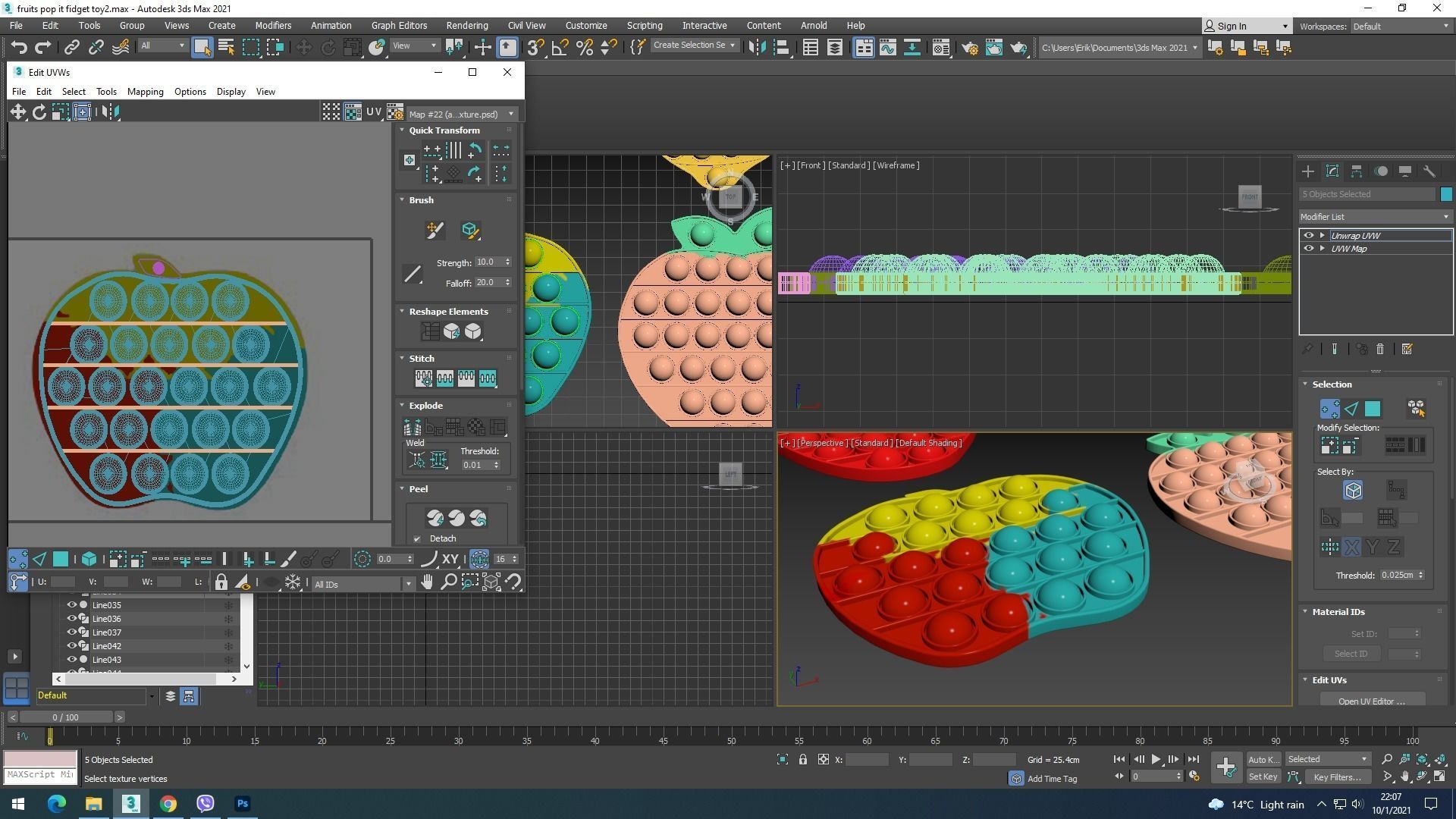 Fruits Pop It Fidget Toys Set 3D model_40