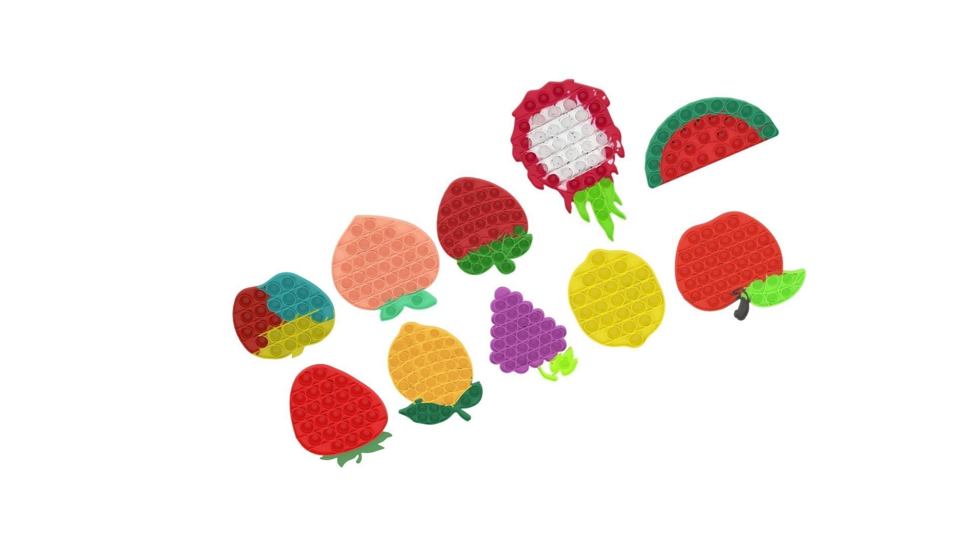 Fruits Pop It Fidget Toys Set 3D model_5