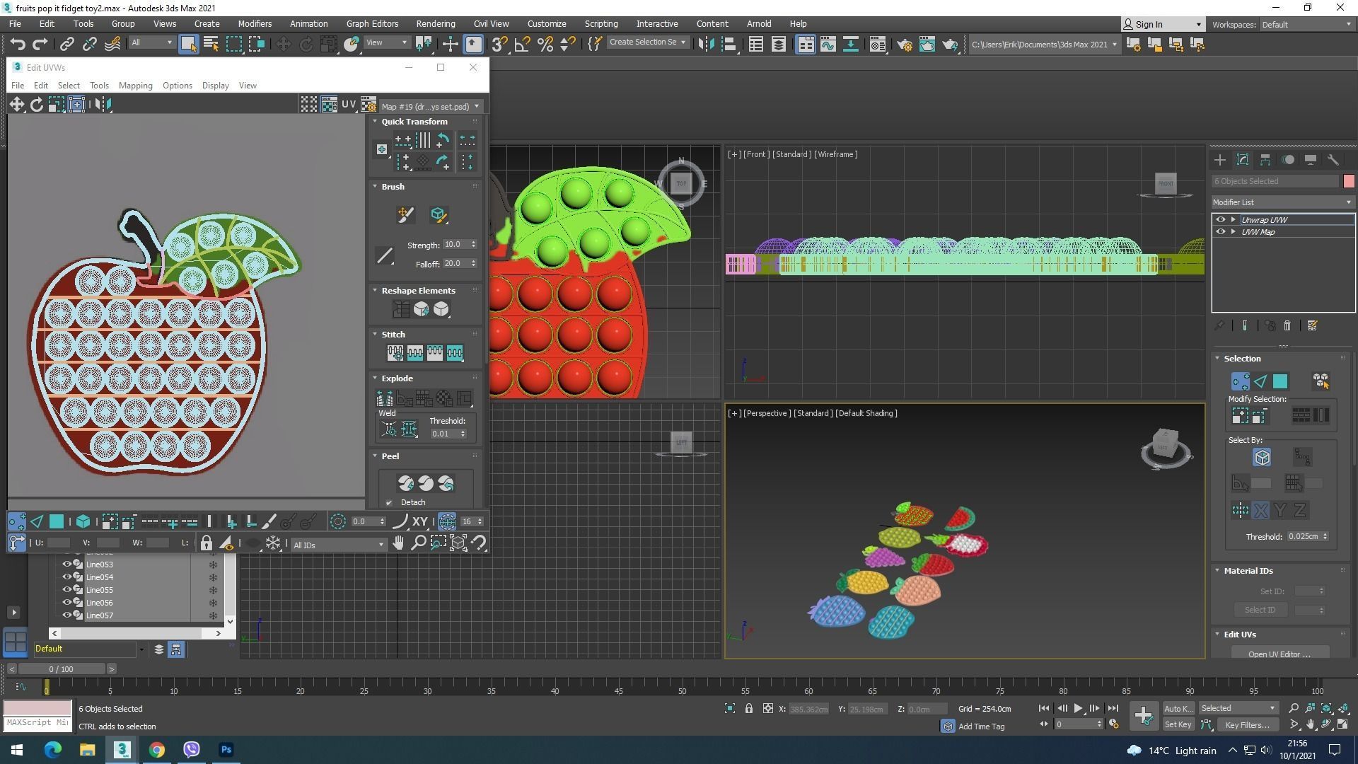 Fruits Pop It Fidget Toys Set 3D model_41