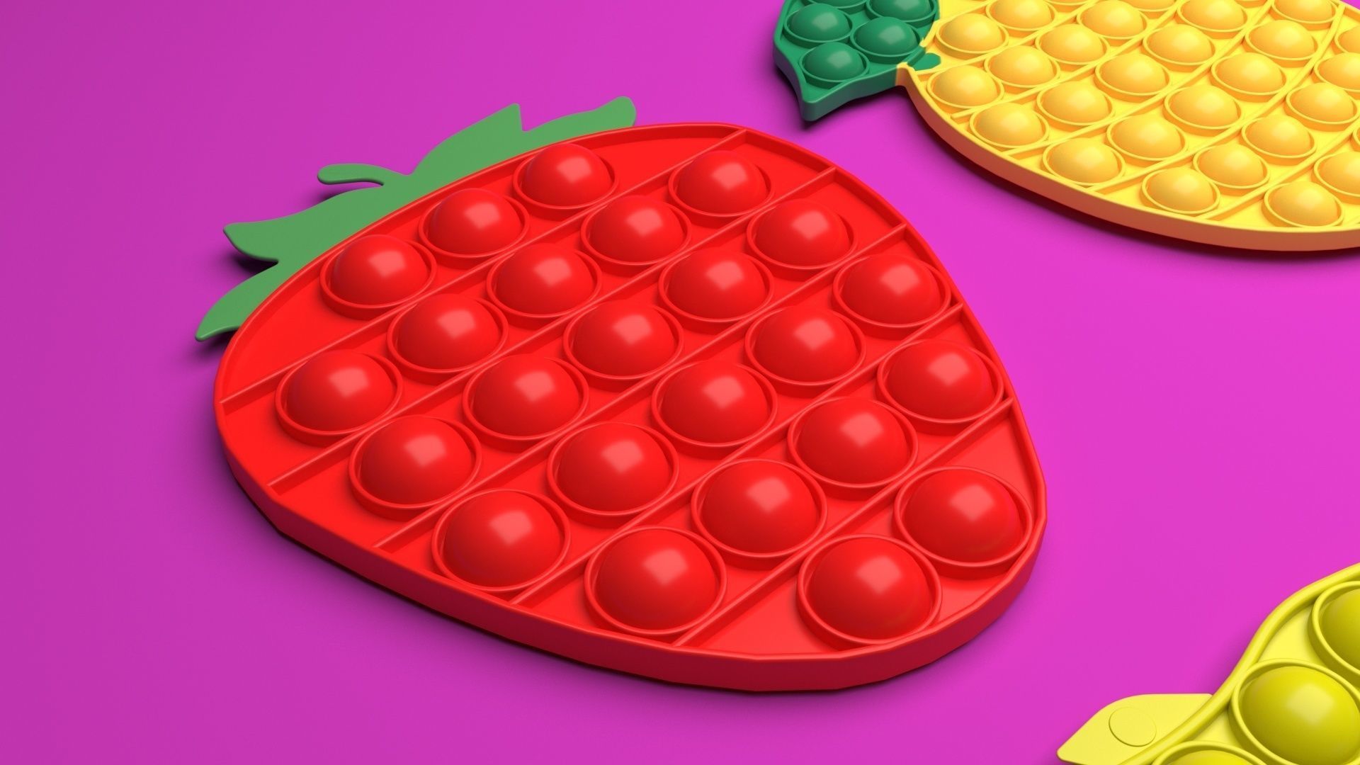 Fruits Pop It Fidget Toys Set 3D model_37
