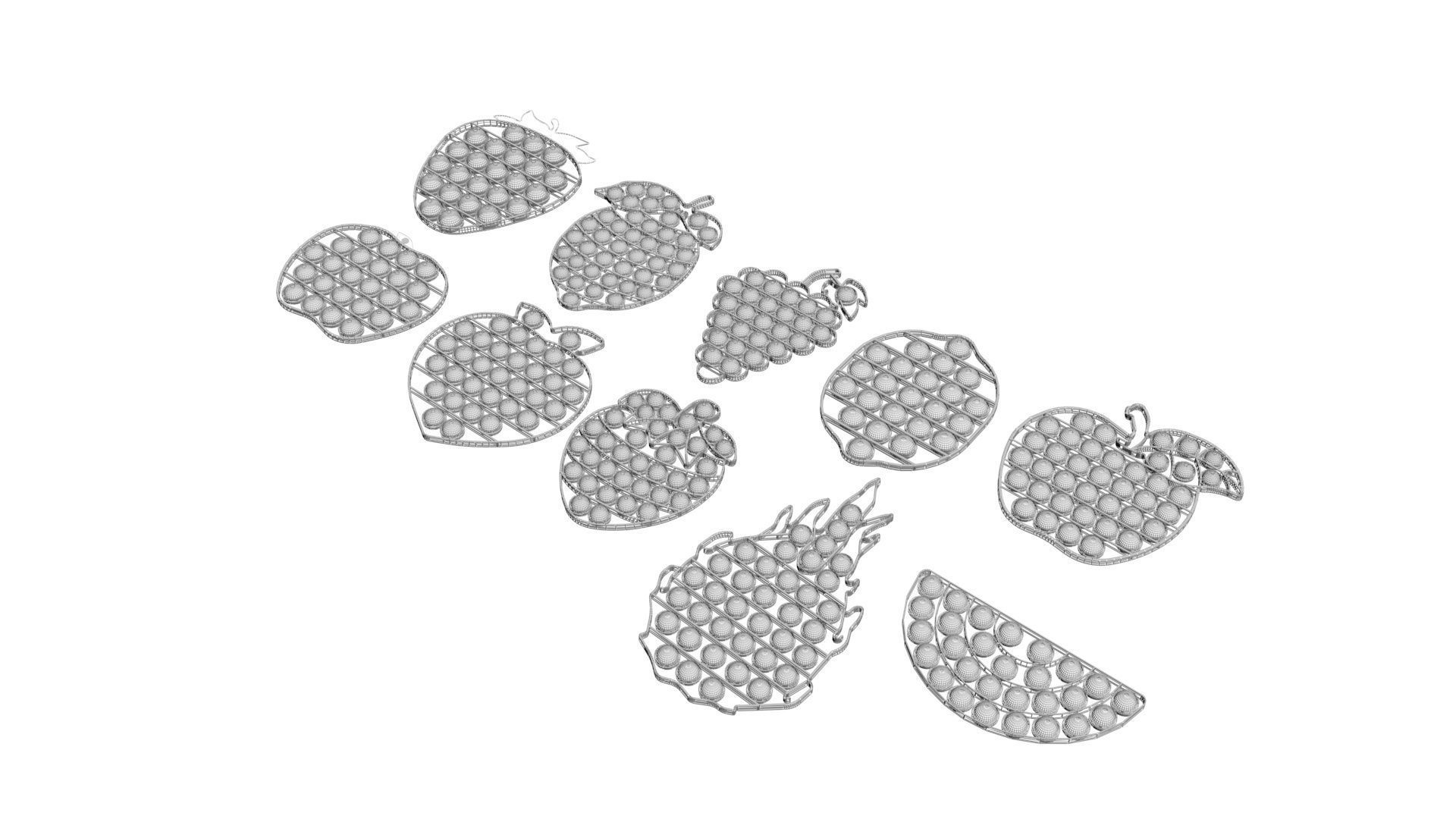 Fruits Pop It Fidget Toys Set 3D model_17