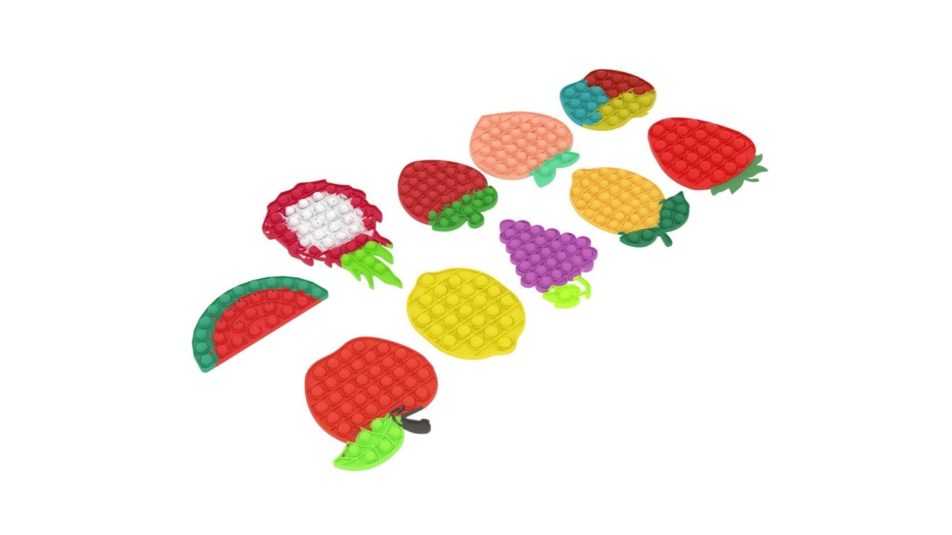 Fruits Pop It Fidget Toys Set 3D model_2