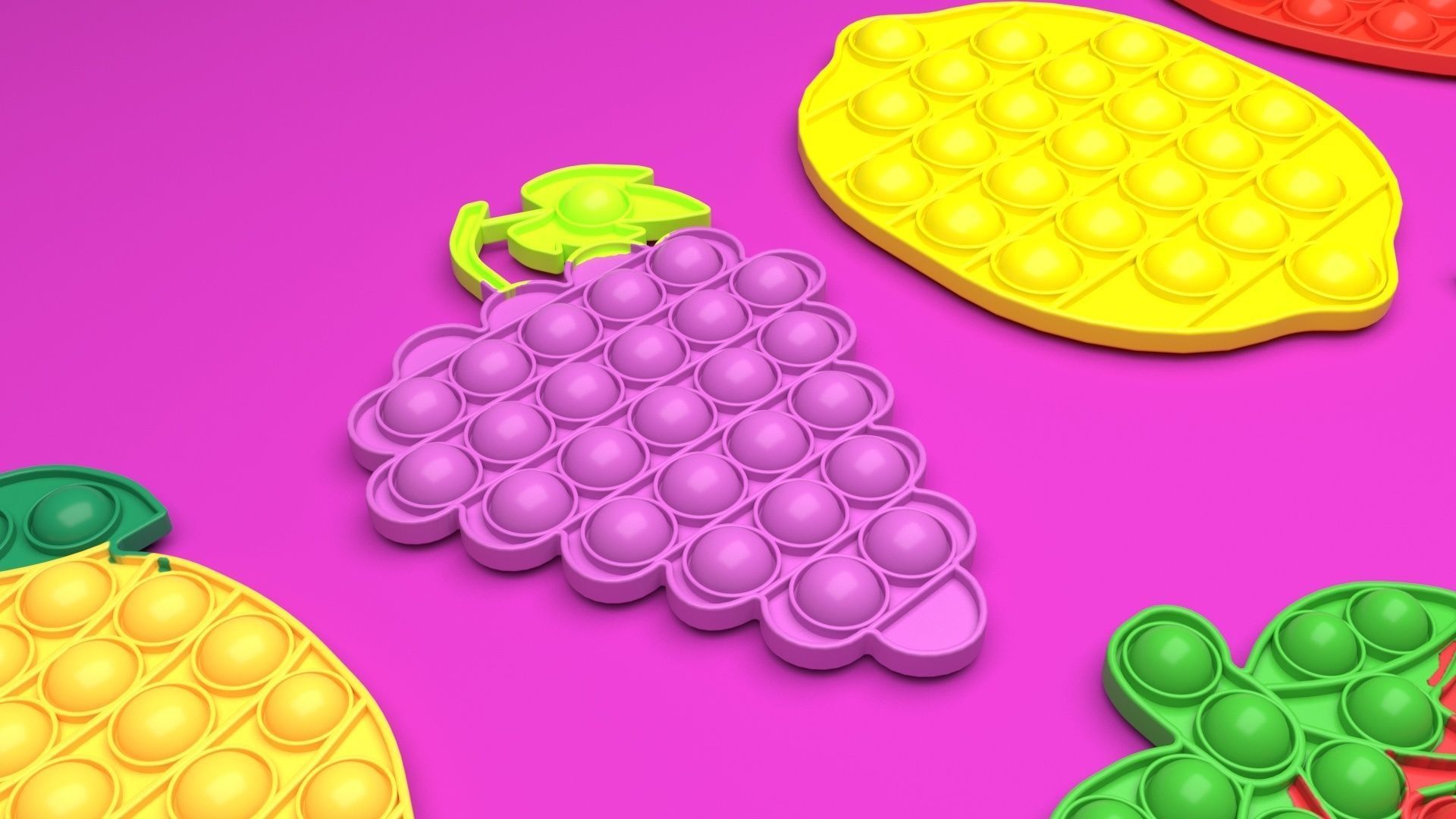Fruits Pop It Fidget Toys Set 3D model_35