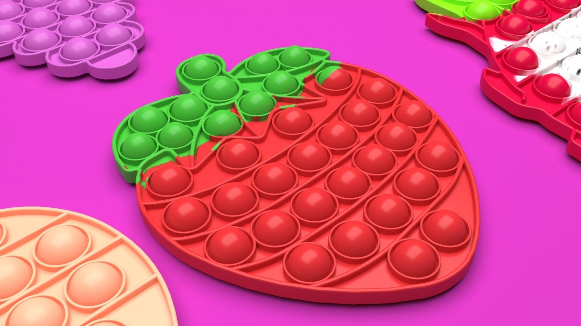 Fruits Pop It Fidget Toys Set 3D model_32
