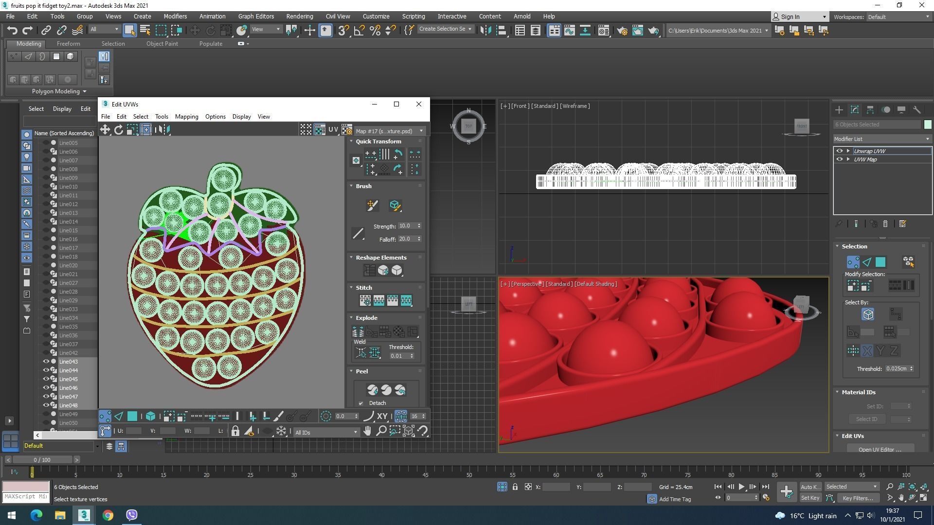 Fruits Pop It Fidget Toys Set 3D model_45