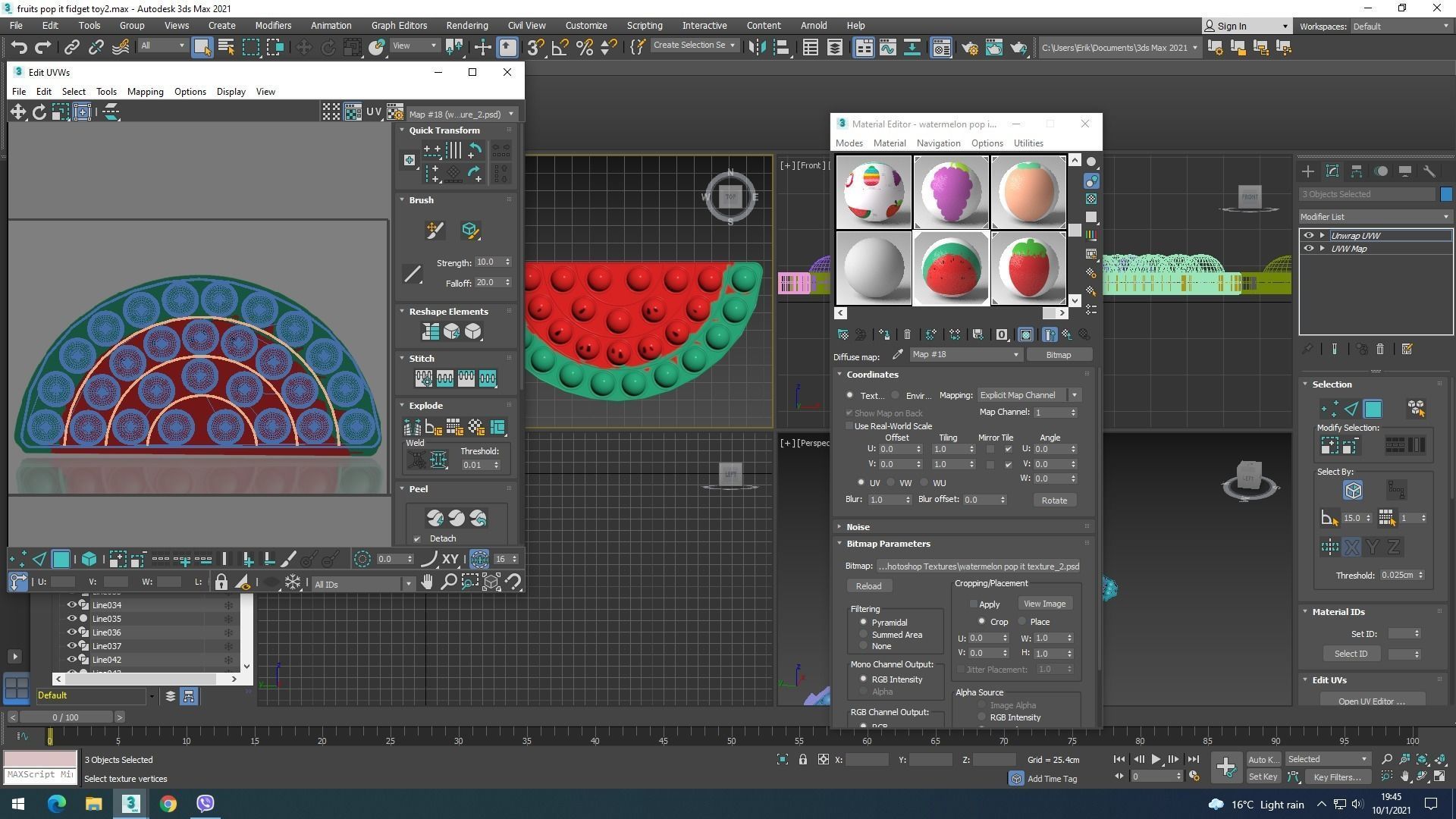 Fruits Pop It Fidget Toys Set 3D model_39