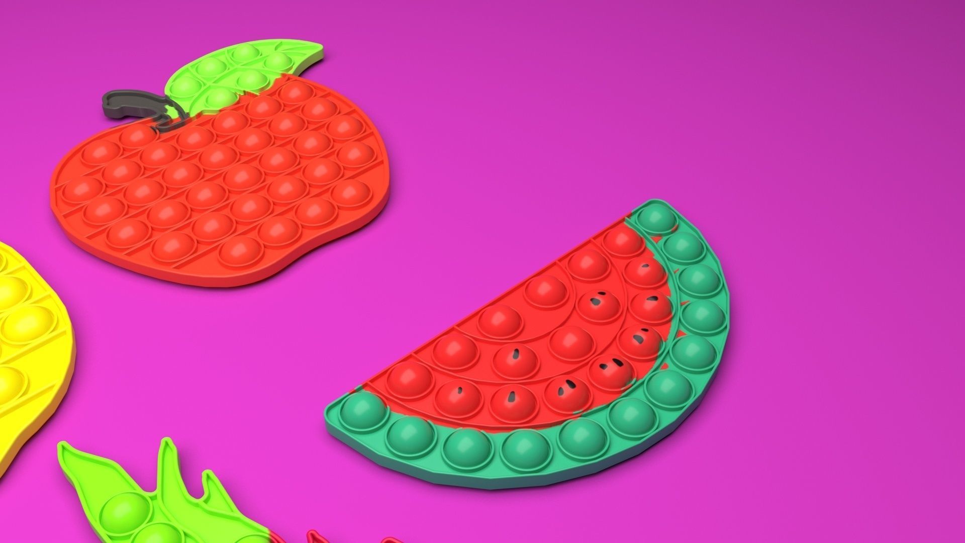 Fruits Pop It Fidget Toys Set 3D model_34