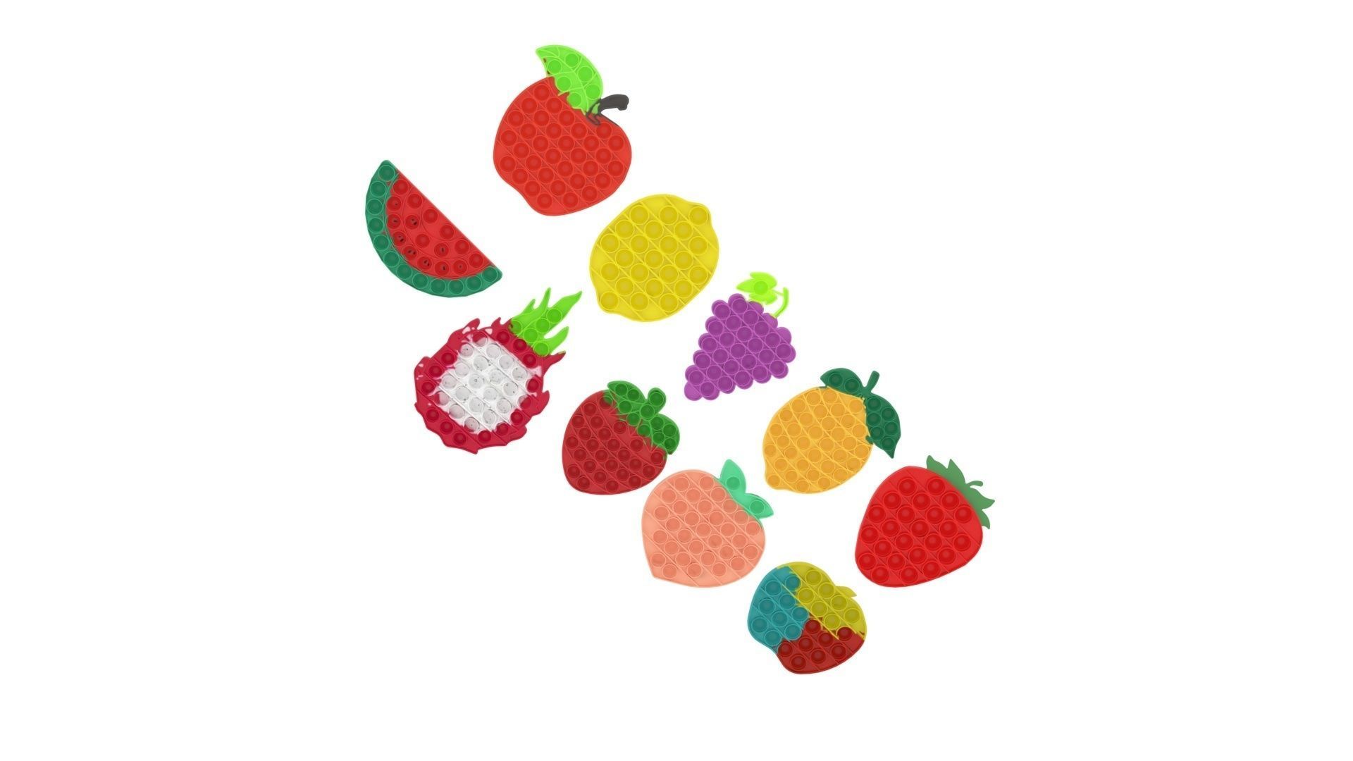 Fruits Pop It Fidget Toys Set 3D model_6