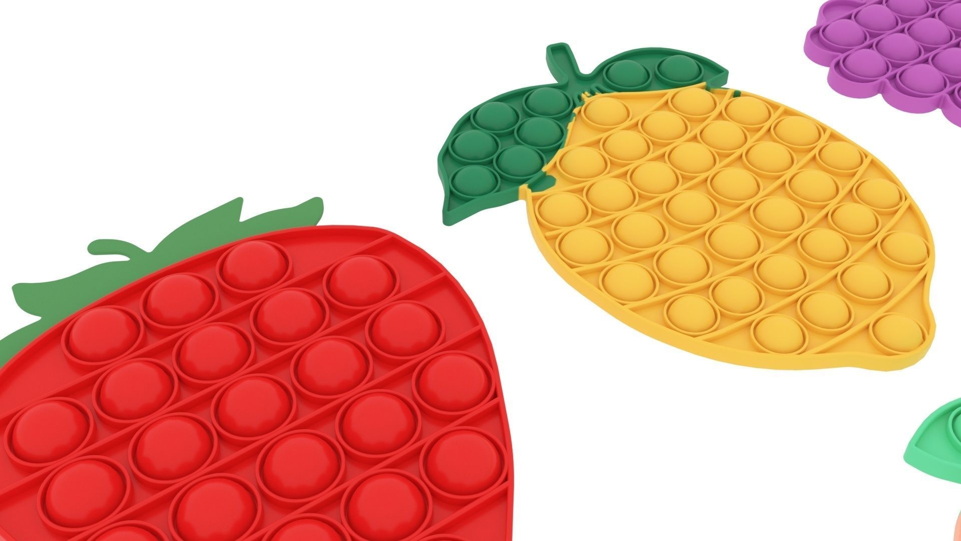 Fruits Pop It Fidget Toys Set 3D model_11