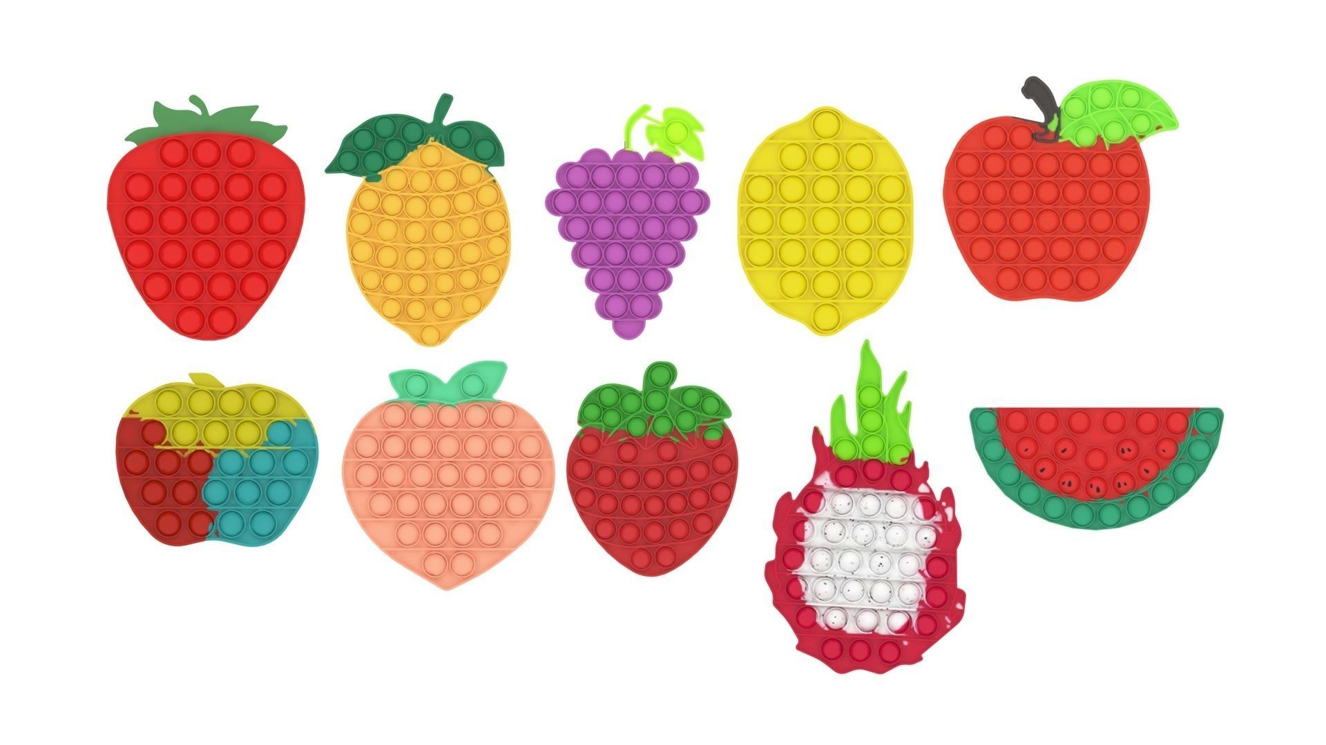 Fruits Pop It Fidget Toys Set 3D model_13