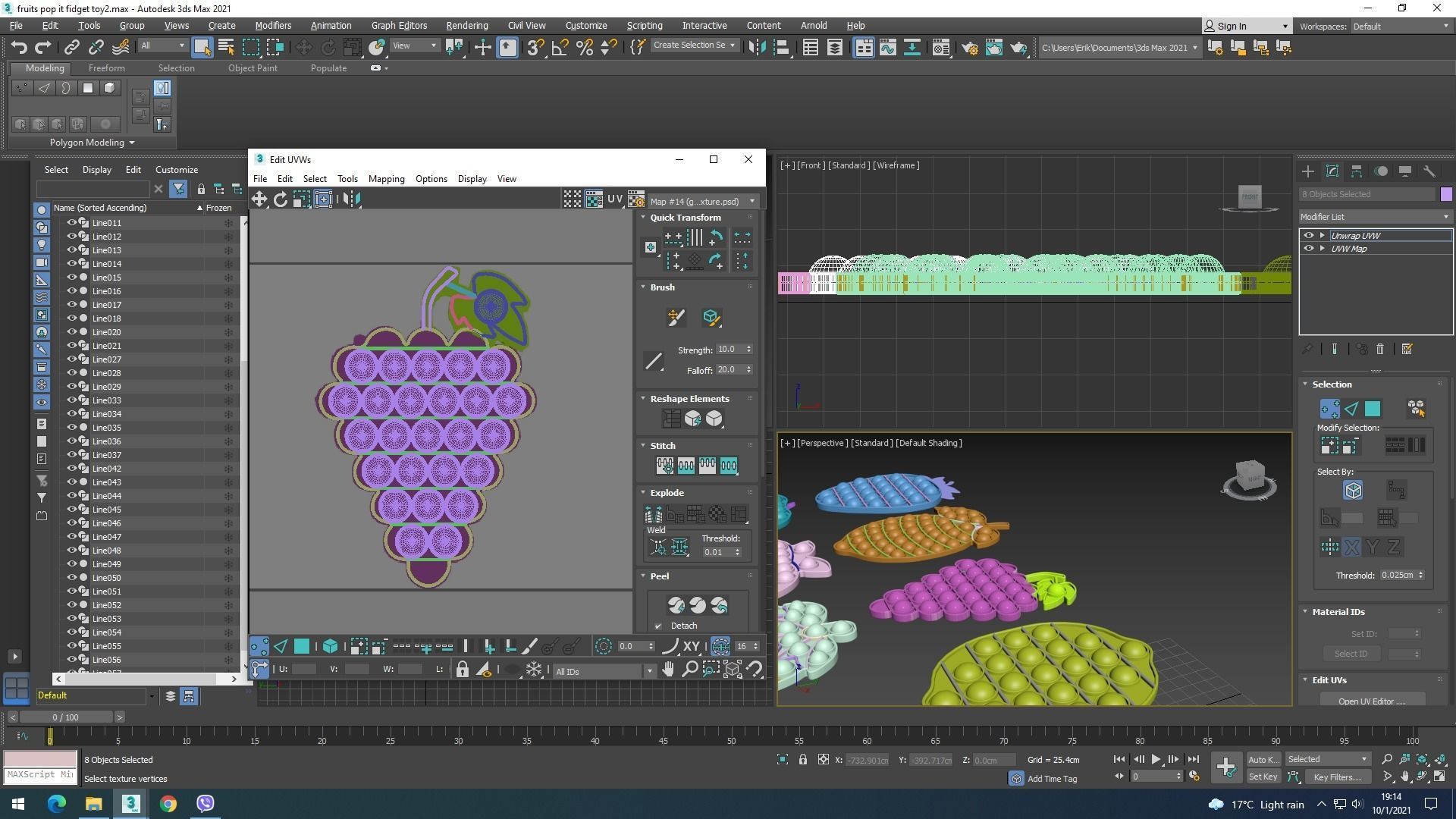 Fruits Pop It Fidget Toys Set 3D model_42