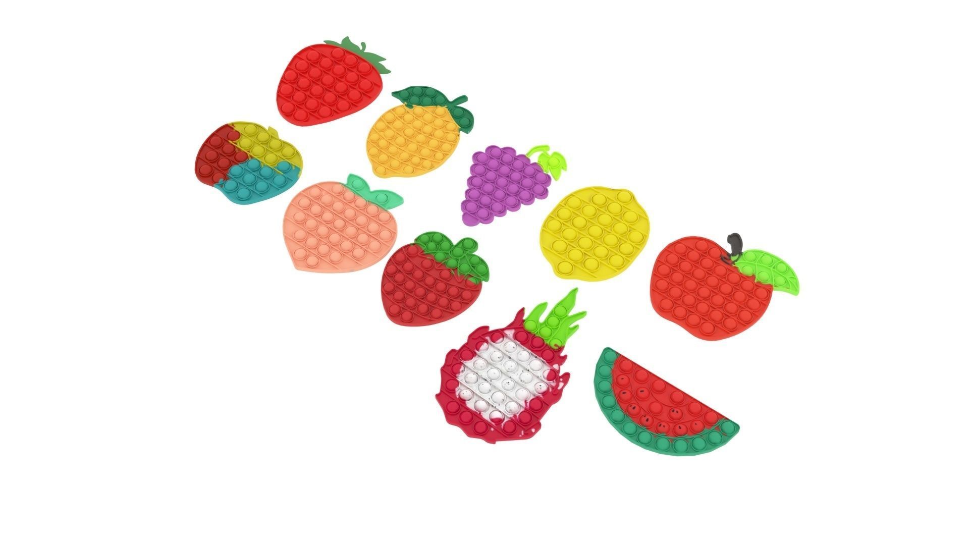 Fruits Pop It Fidget Toys Set 3D model_1