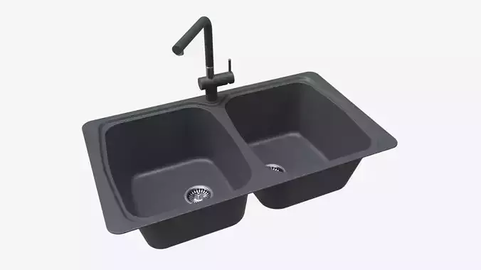 Kitchen Sink Faucet 02 black onyx 3D model