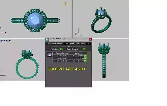 designed halo 6 prongs engagement ring