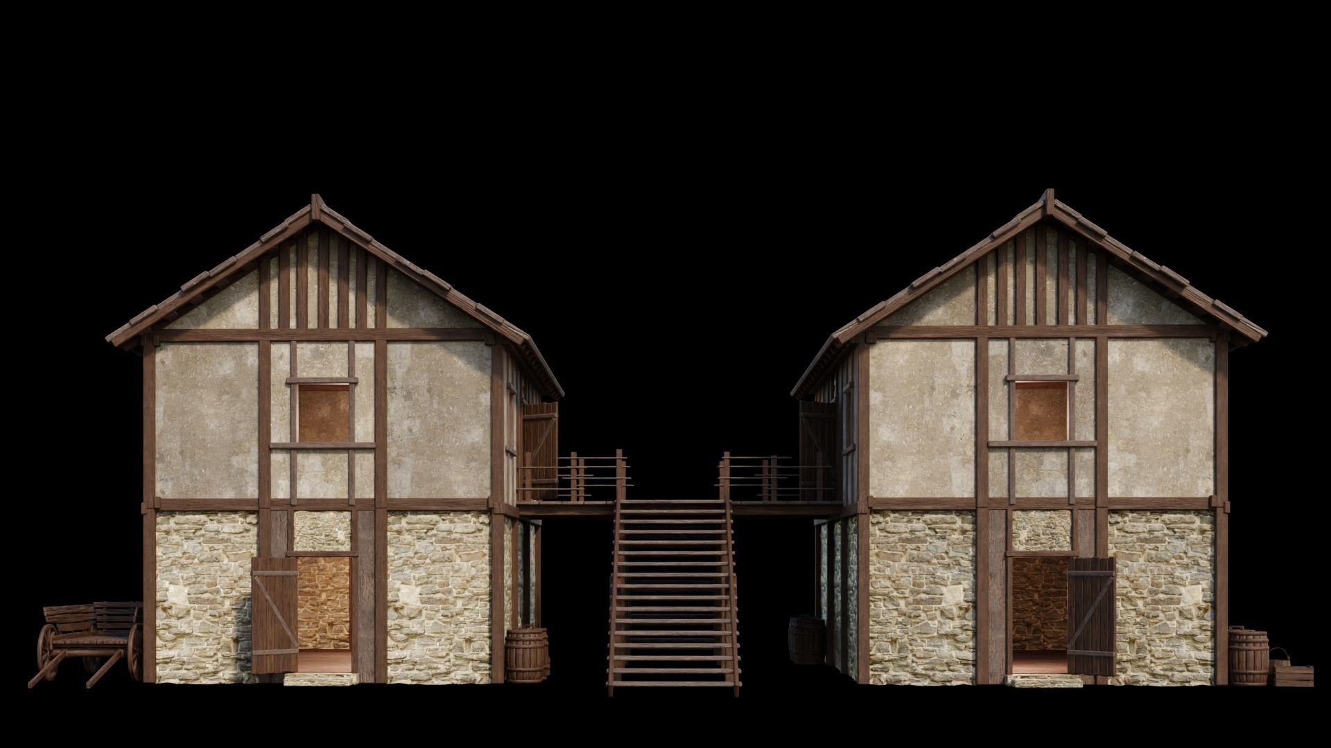 Medieval Houses Pack 01-02-03-04-05-06 - 4K Textures Game Ready Low-poly 3D model_29