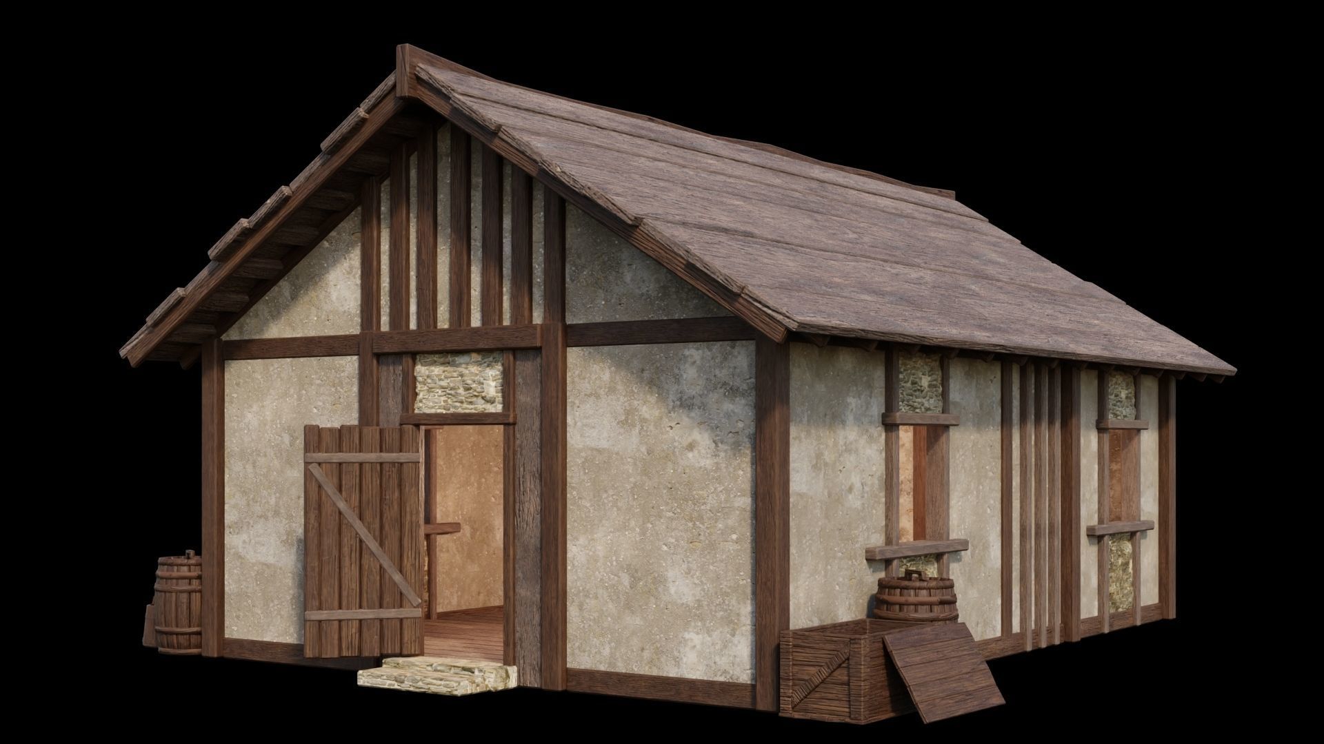 Medieval Houses Pack 01-02-03-04-05-06 - 4K Textures Game Ready Low-poly 3D model_2