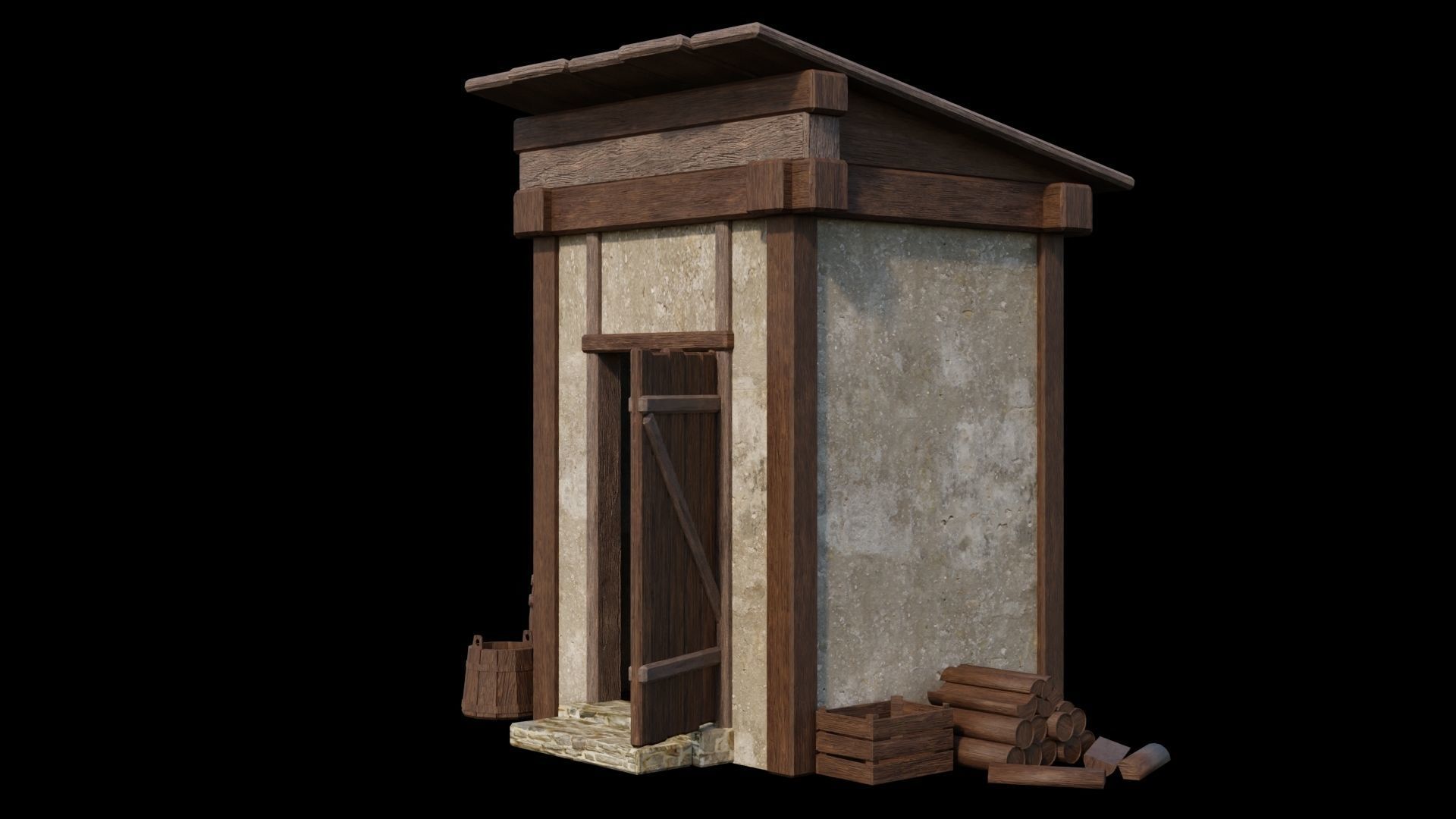 Medieval Houses Pack 01-02-03-04-05-06 - 4K Textures Game Ready Low-poly 3D model_73