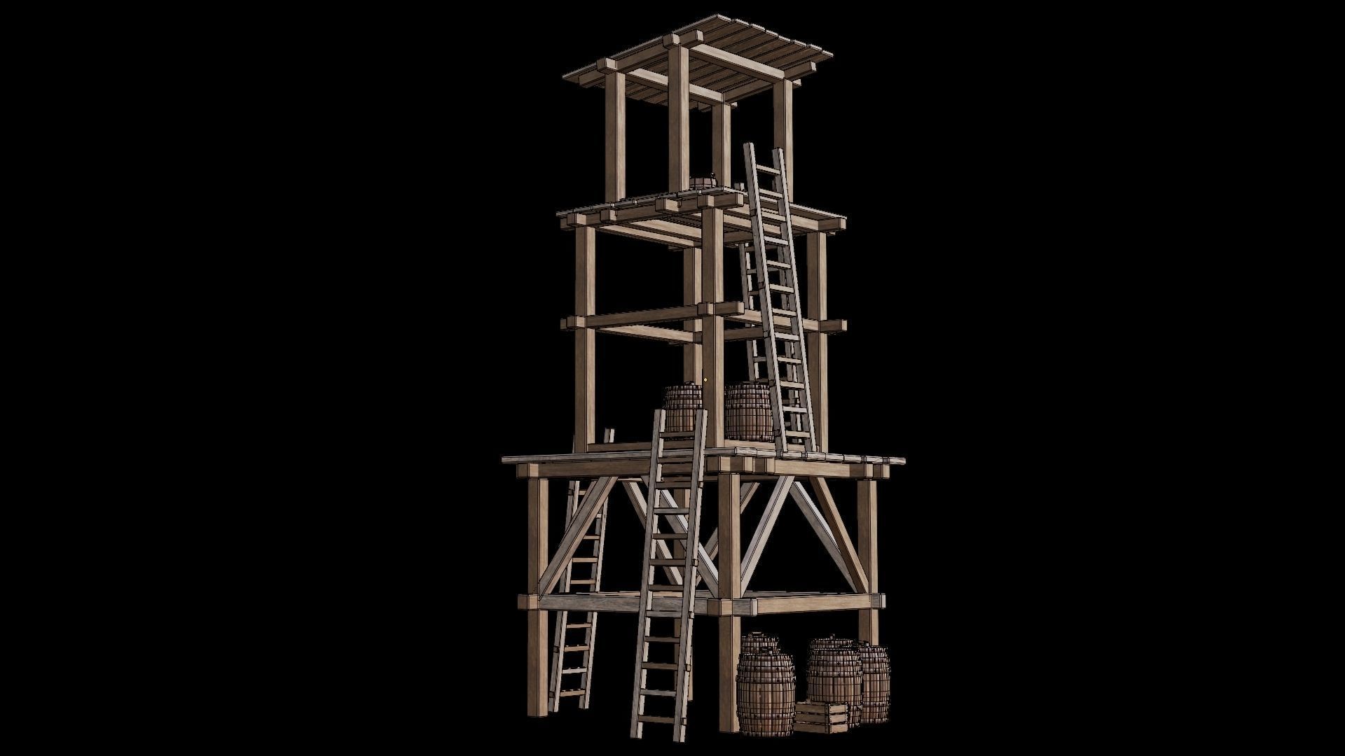 Medieval Houses Pack 01-02-03-04-05-06 - 4K Textures Game Ready Low-poly 3D model_78