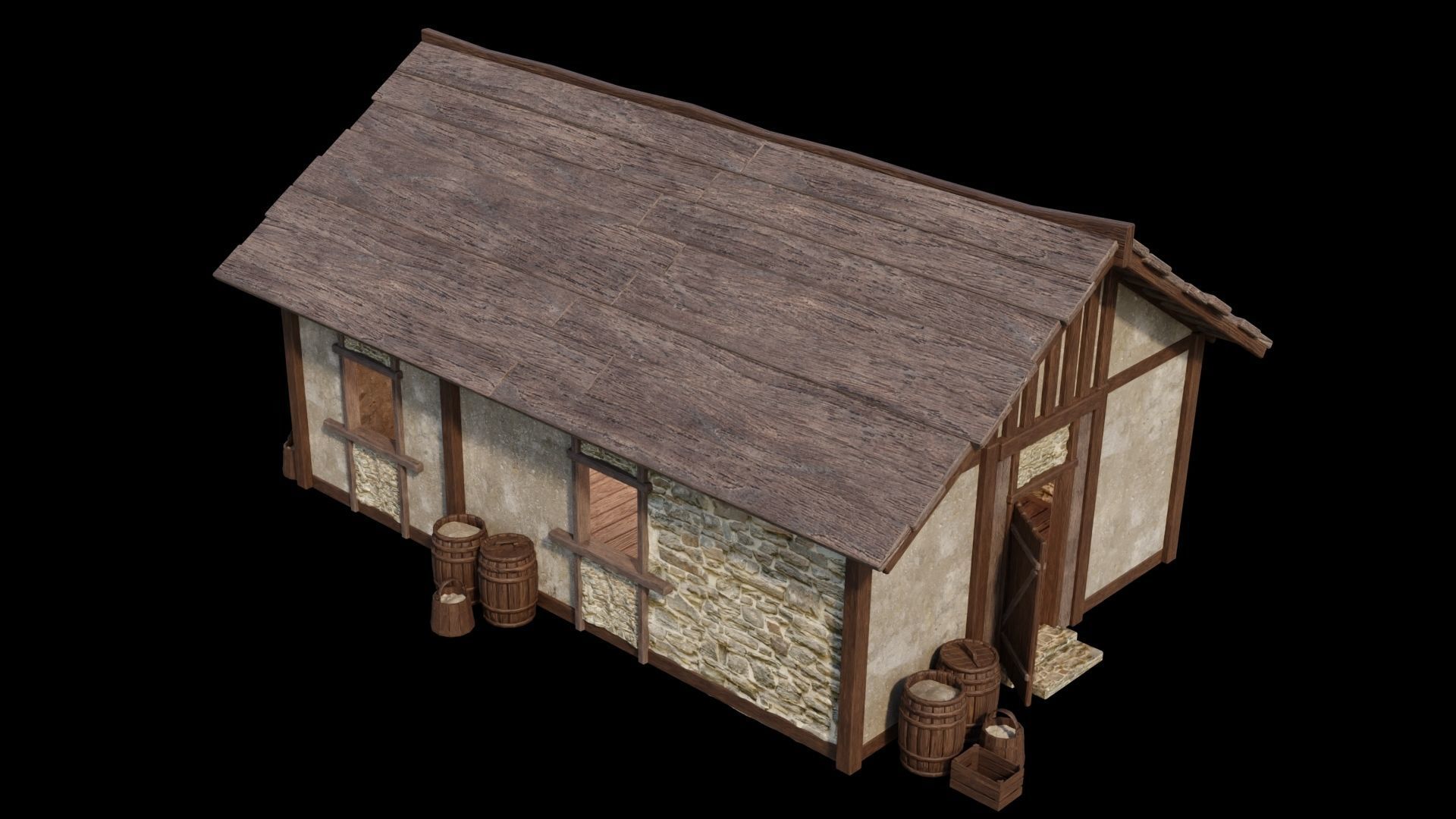 Medieval Houses Pack 01-02-03-04-05-06 - 4K Textures Game Ready Low-poly 3D model_20