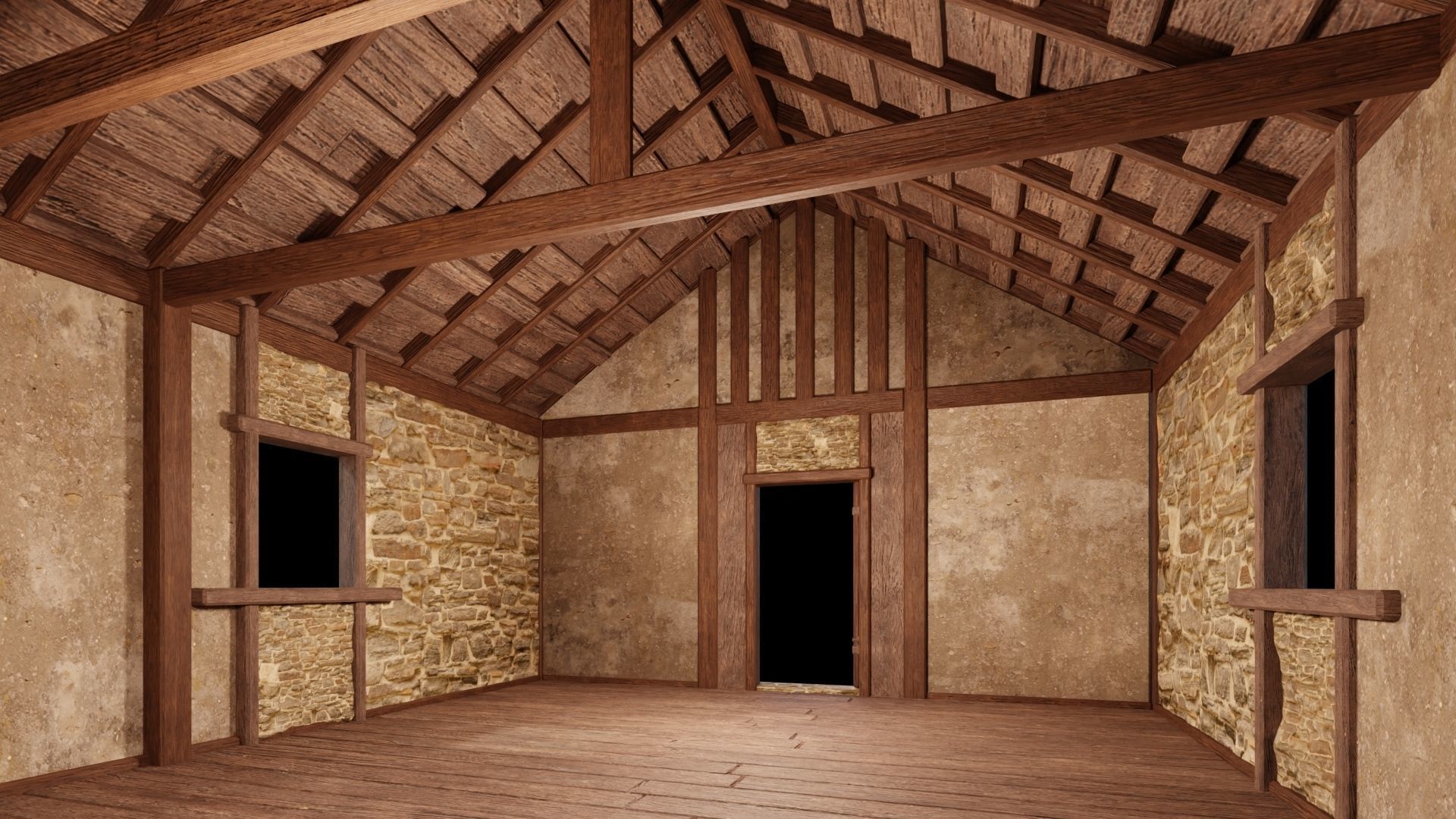 Medieval Houses Pack 01-02-03-04-05-06 - 4K Textures Game Ready Low-poly 3D model_23