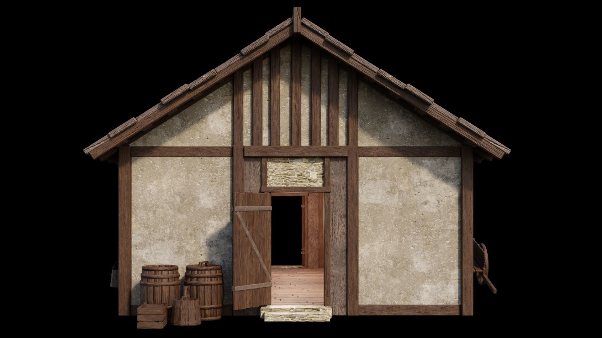Medieval Houses Pack 01-02-03-04-05-06 - 4K Textures Game Ready Low-poly 3D model_17