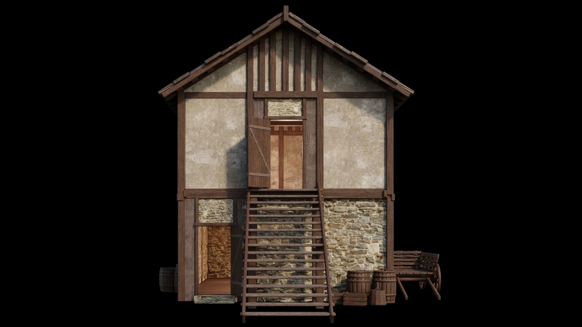 Medieval Houses Pack 01-02-03-04-05-06 - 4K Textures Game Ready Low-poly 3D model_66