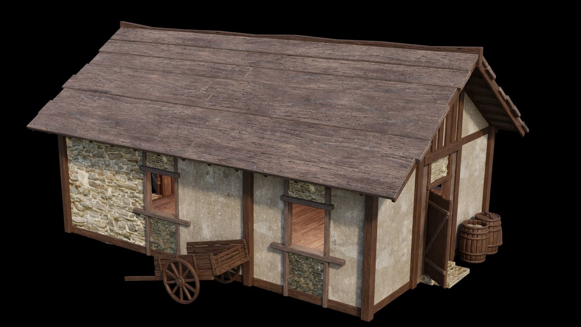 Medieval Houses Pack 01-02-03-04-05-06 - 4K Textures Game Ready Low-poly 3D model_22