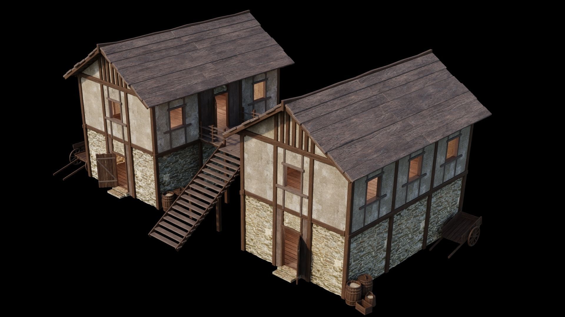 Medieval Houses Pack 01-02-03-04-05-06 - 4K Textures Game Ready Low-poly 3D model_33