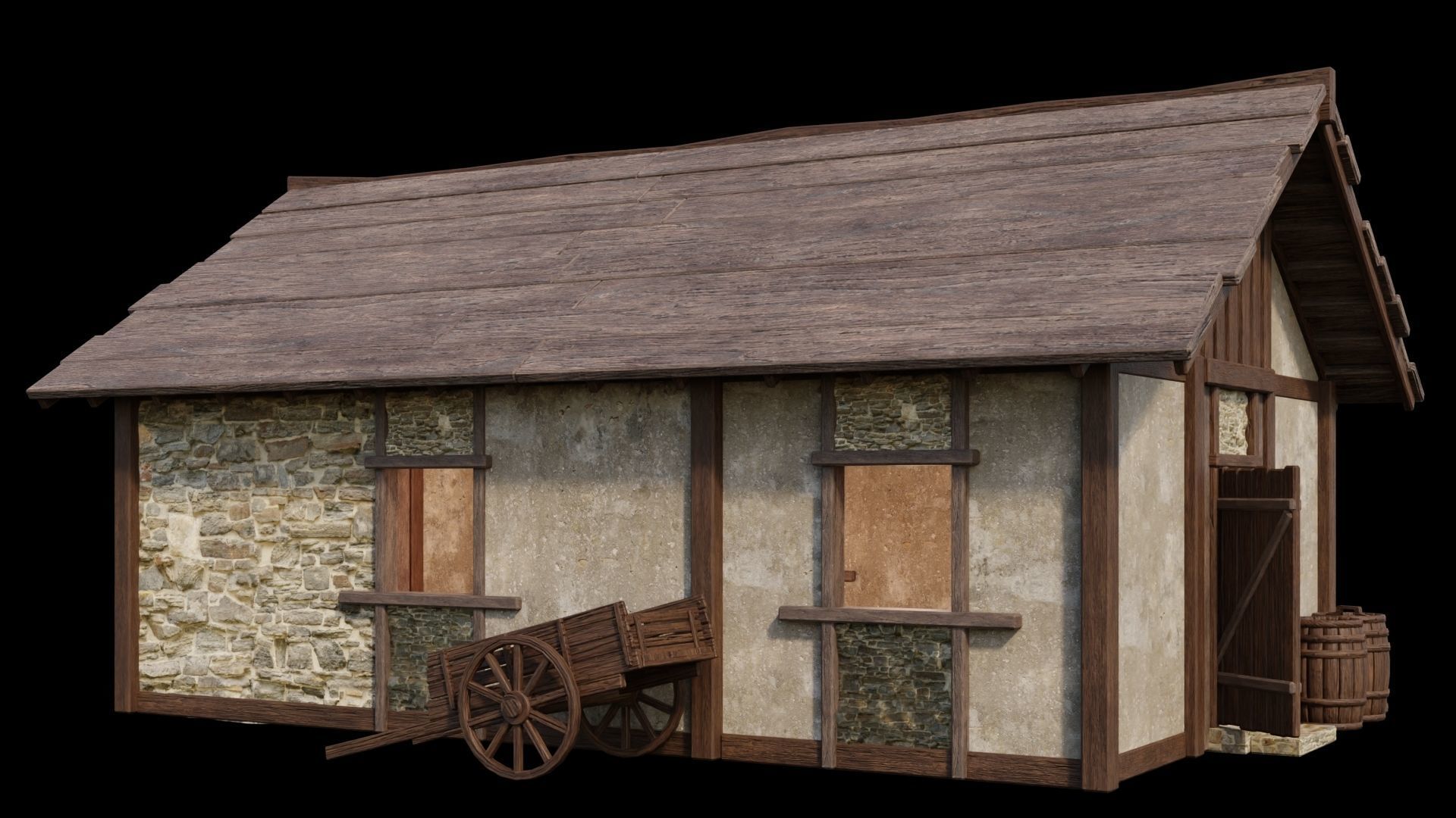 Medieval Houses Pack 01-02-03-04-05-06 - 4K Textures Game Ready Low-poly 3D model_19