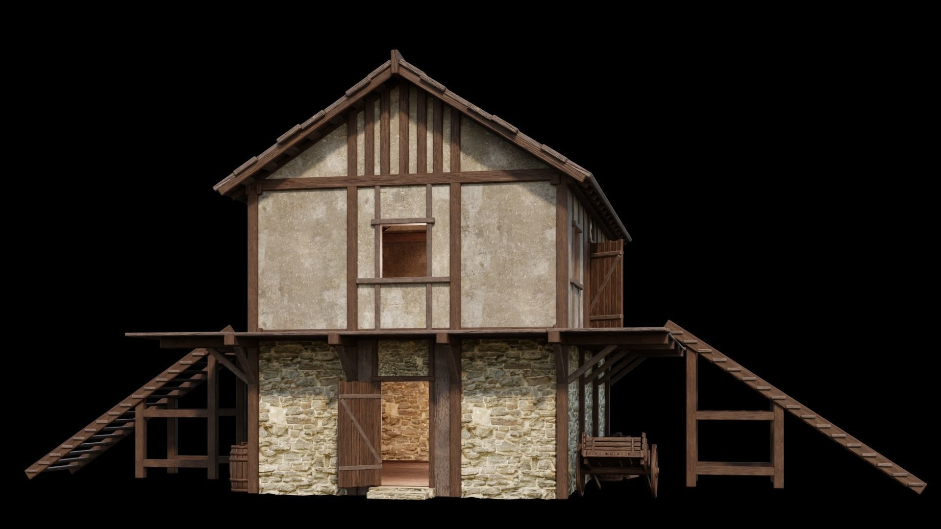 Medieval Houses Pack 01-02-03-04-05-06 - 4K Textures Game Ready Low-poly 3D model_55