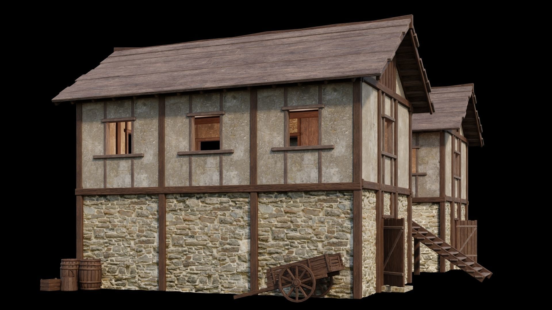 Medieval Houses Pack 01-02-03-04-05-06 - 4K Textures Game Ready Low-poly 3D model_31