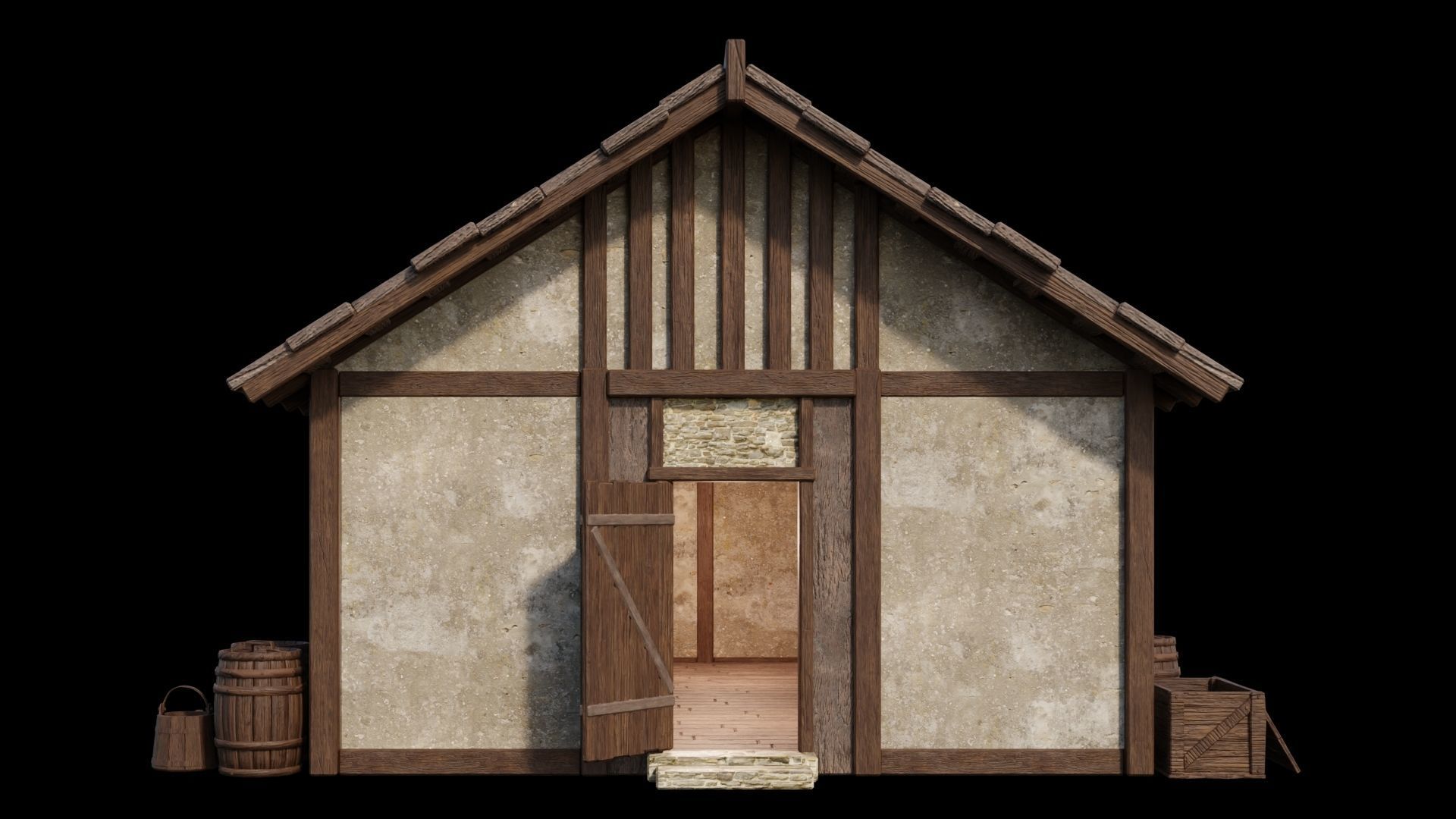 Medieval Houses Pack 01-02-03-04-05-06 - 4K Textures Game Ready Low-poly 3D model_5